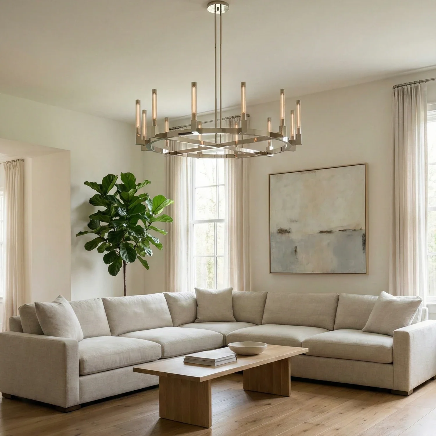 Aurora Crystal Candlestick Linear Glass Tube Chandelier