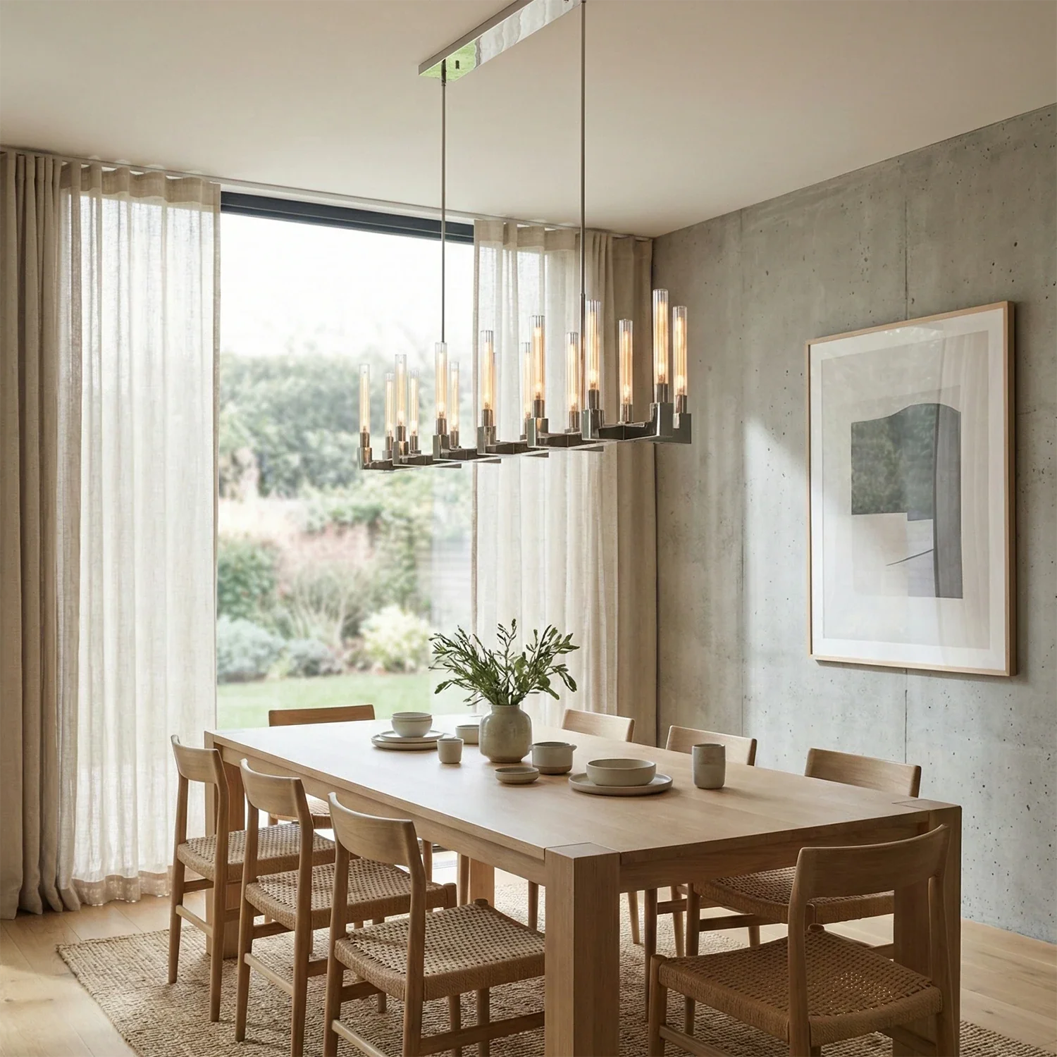 Aurora Crystal Candlestick Linear Glass Tube Chandelier
