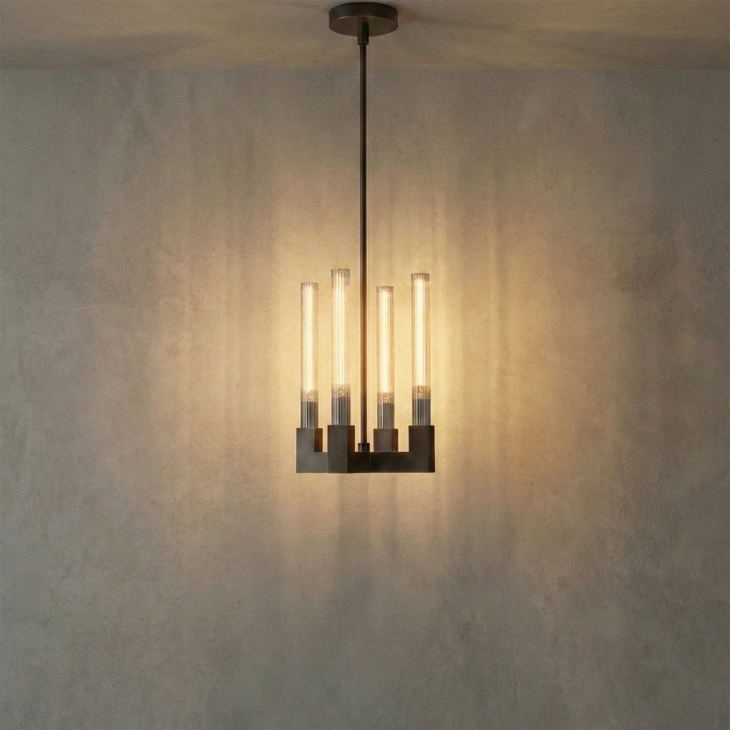 Aurora Crystal Candlestick Linear Glass Tube Chandelier