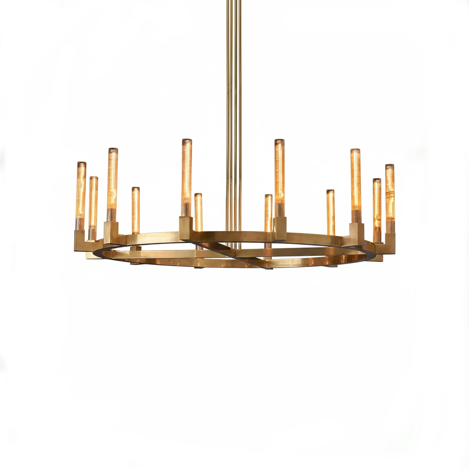 Aurora Crystal Candlestick Linear Glass Tube Chandelier