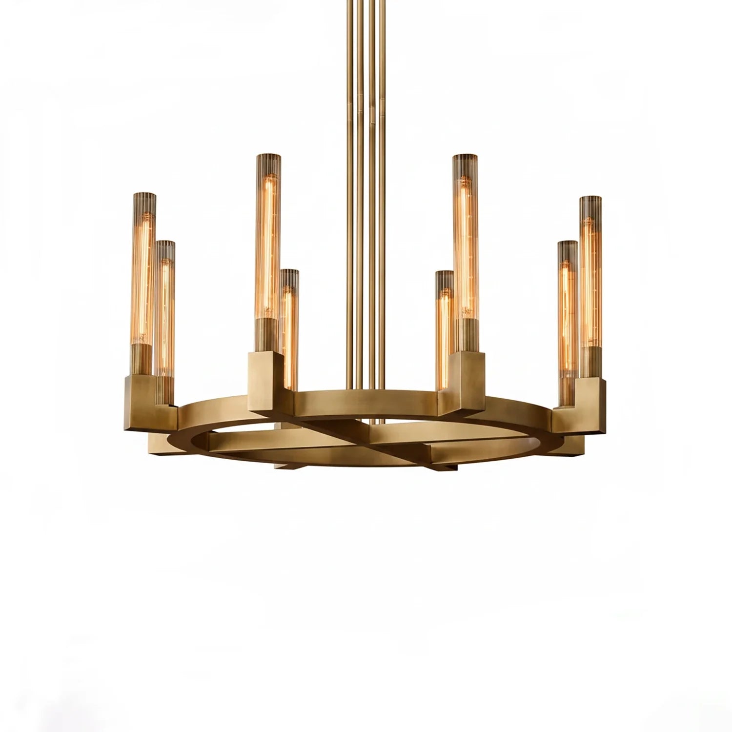 Aurora Crystal Candlestick Linear Glass Tube Chandelier