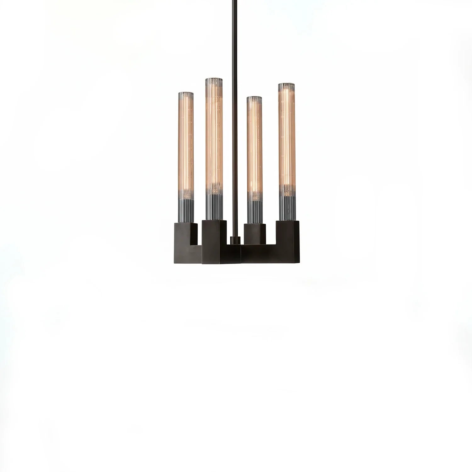 Aurora Crystal Candlestick Linear Glass Tube Chandelier