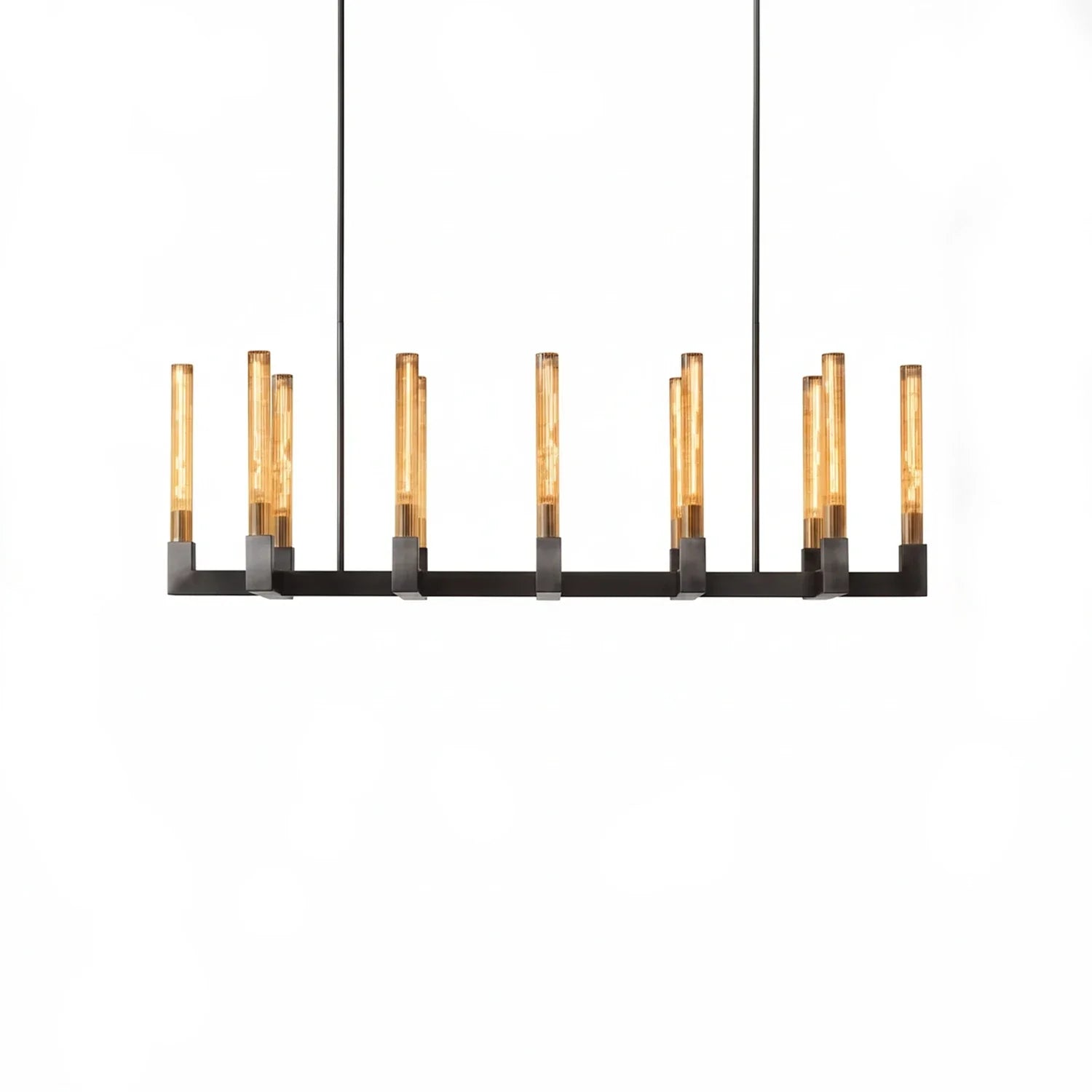Aurora Crystal Candlestick Linear Glass Tube Chandelier
