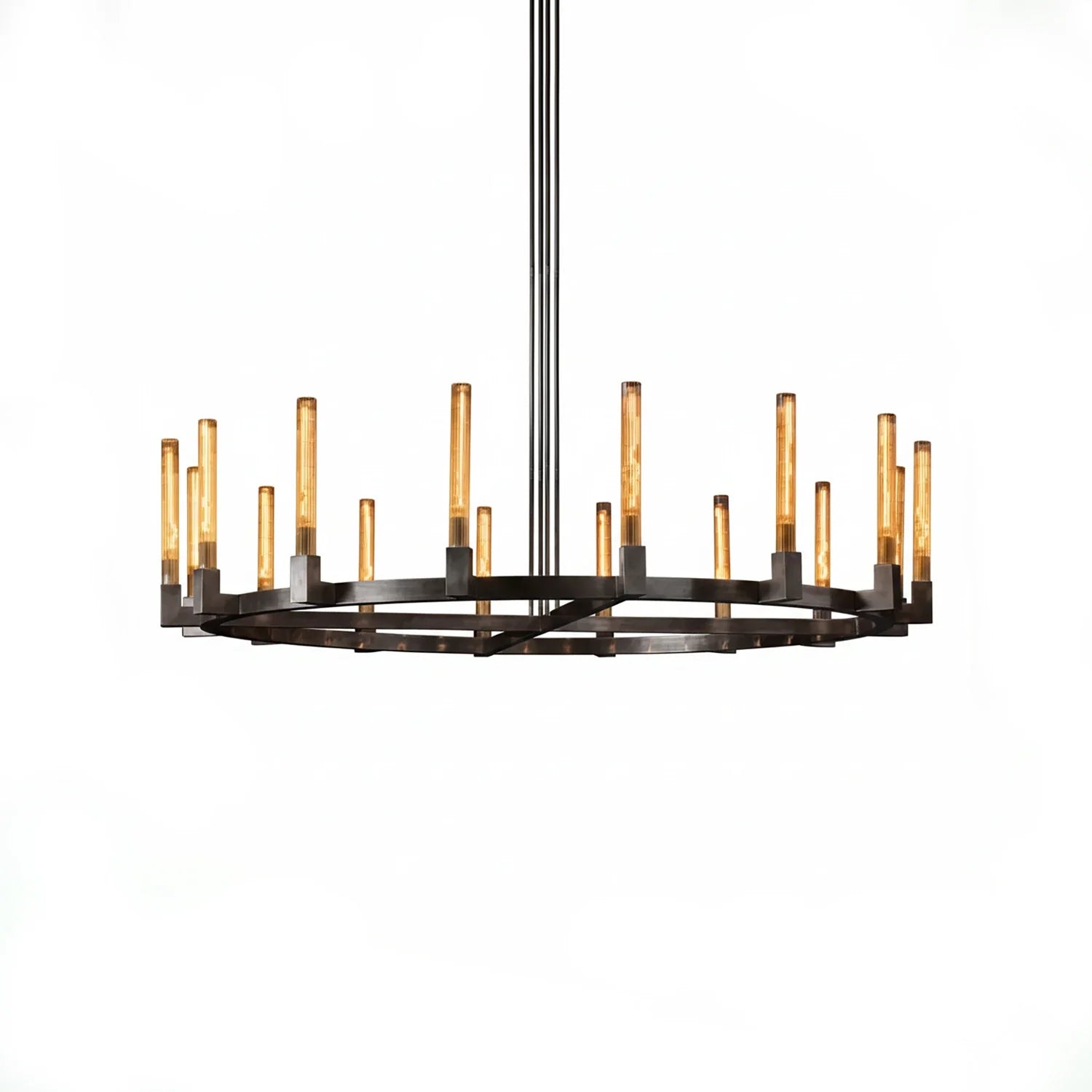 Aurora Crystal Candlestick Linear Glass Tube Chandelier