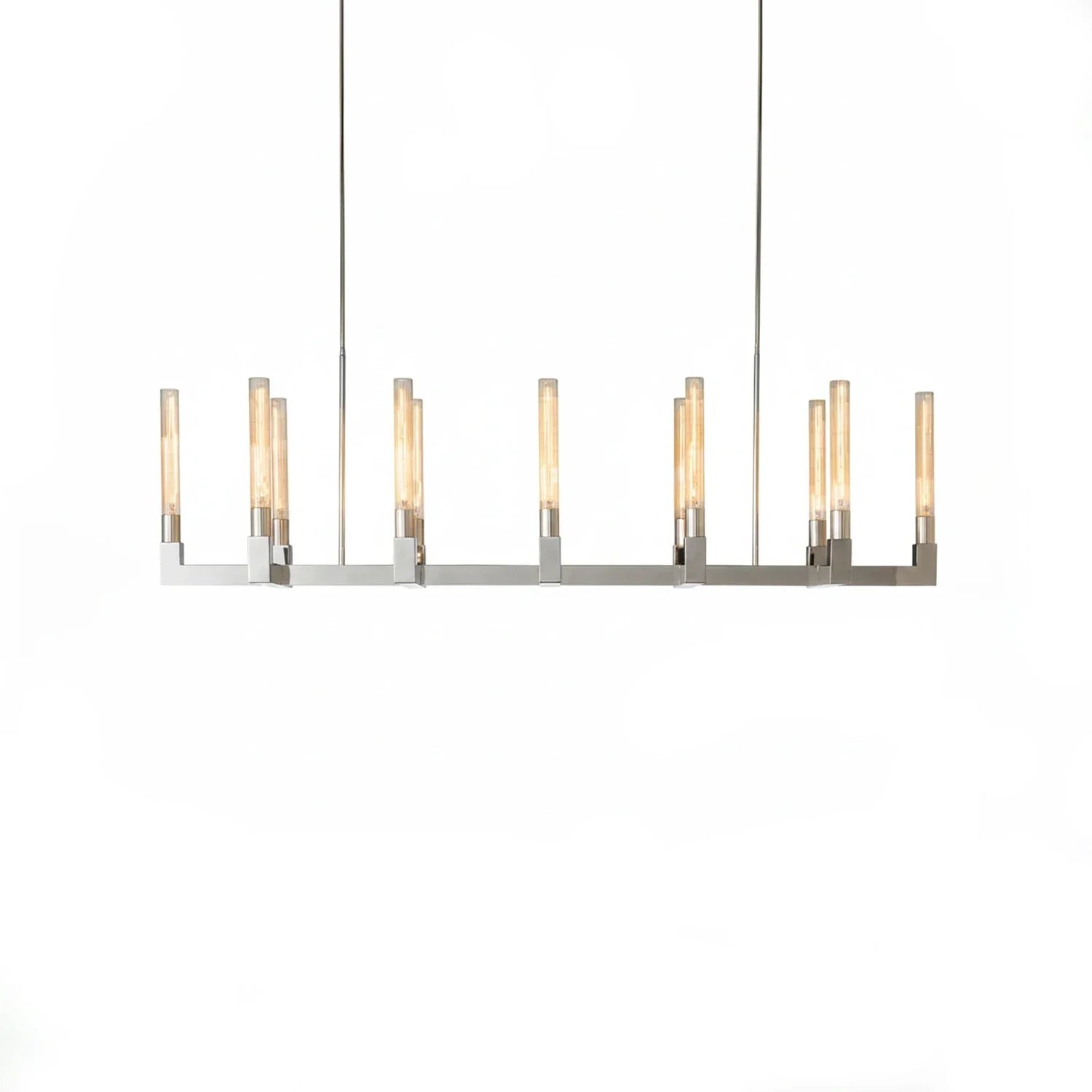Aurora Crystal Candlestick Linear Glass Tube Chandelier