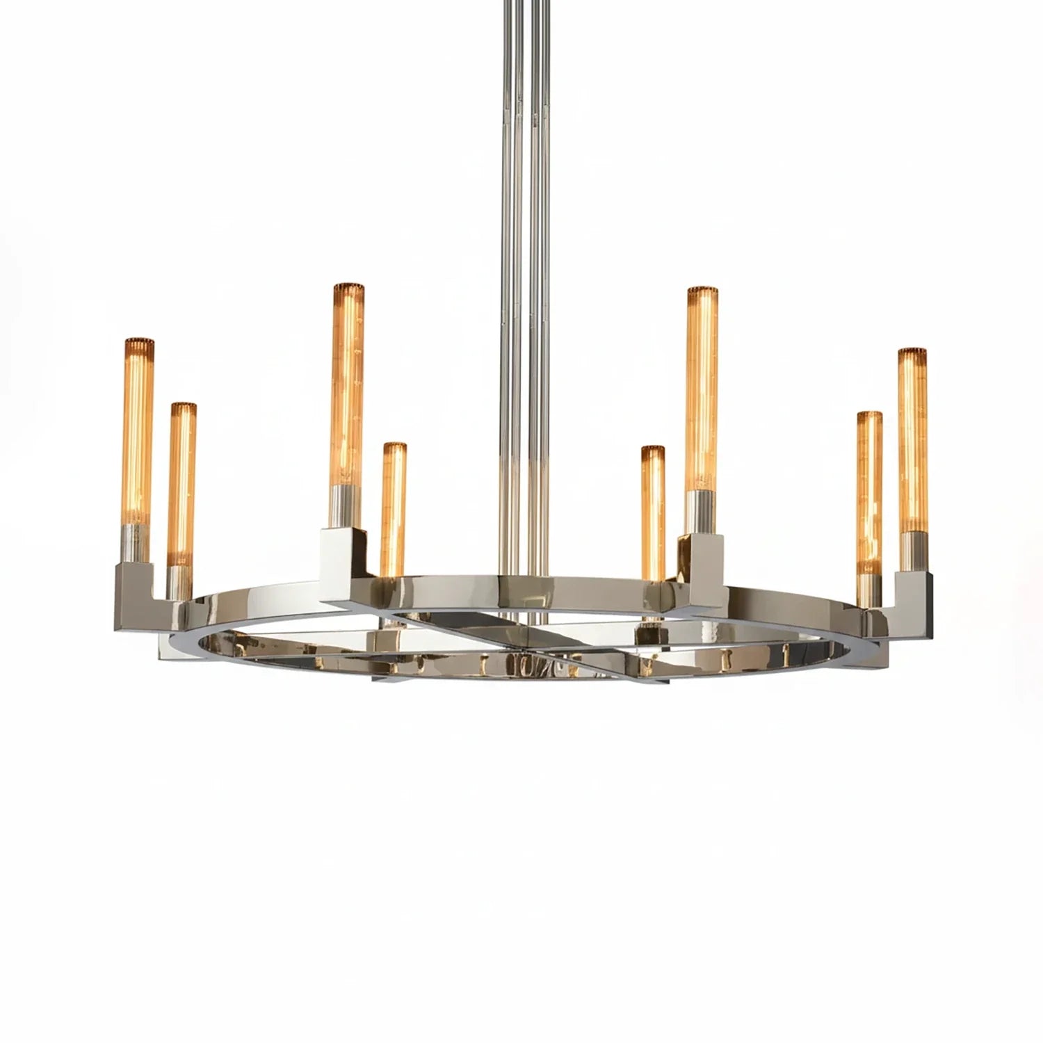 Aurora Crystal Candlestick Linear Glass Tube Chandelier