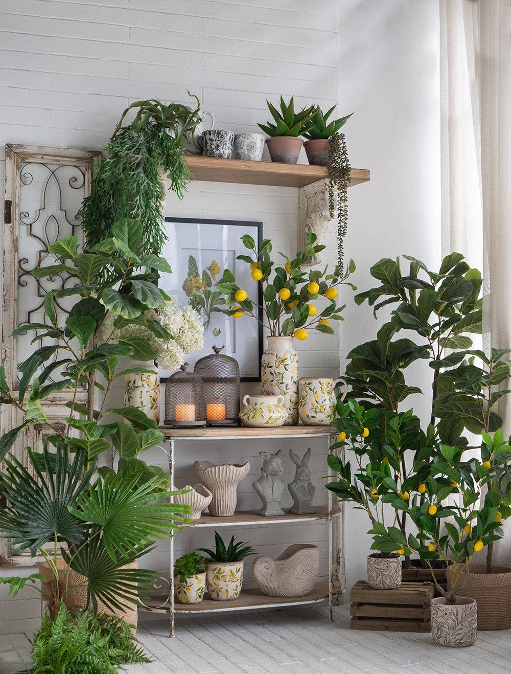 10x5x33.5"H Faux Lemon Branch Décor