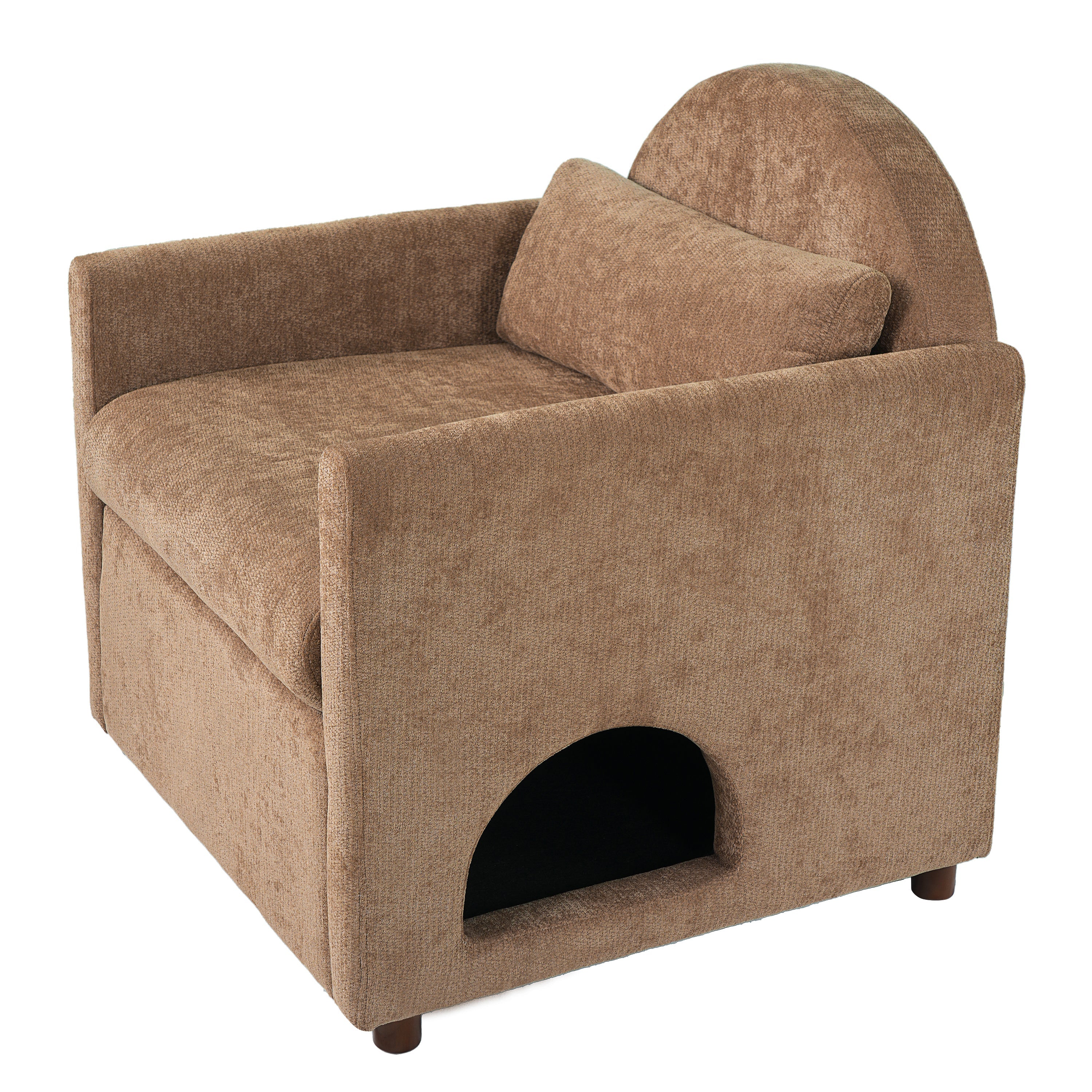 Coffee Pet Friendly Accent Chair with Hidden Pet Nook