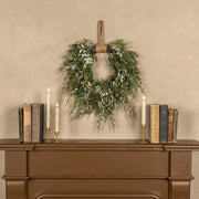 16" SNOWY CEDAR HANGING WREATH