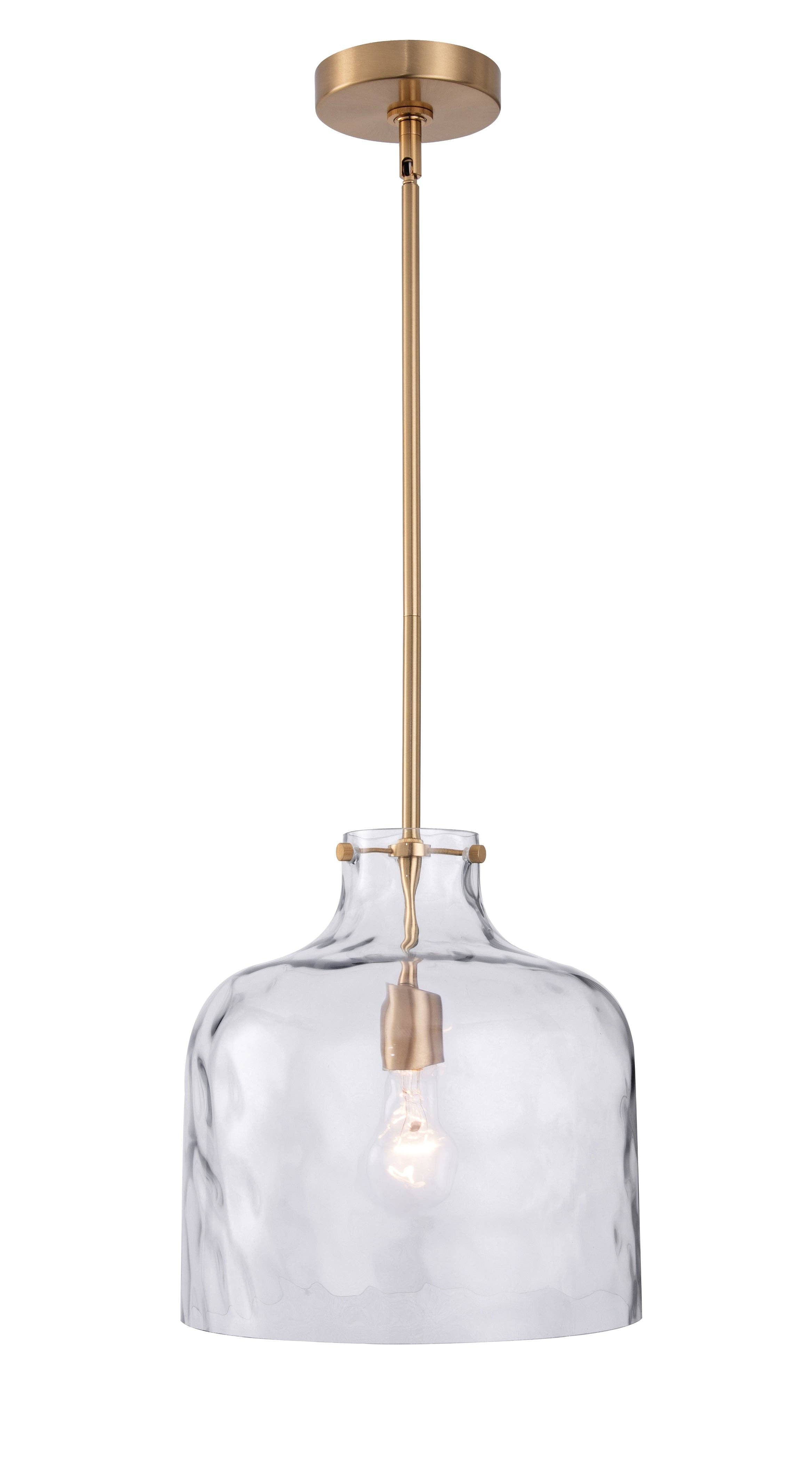 Kara Farmhouse 1-Light Textured Glass Gold Pendant Light