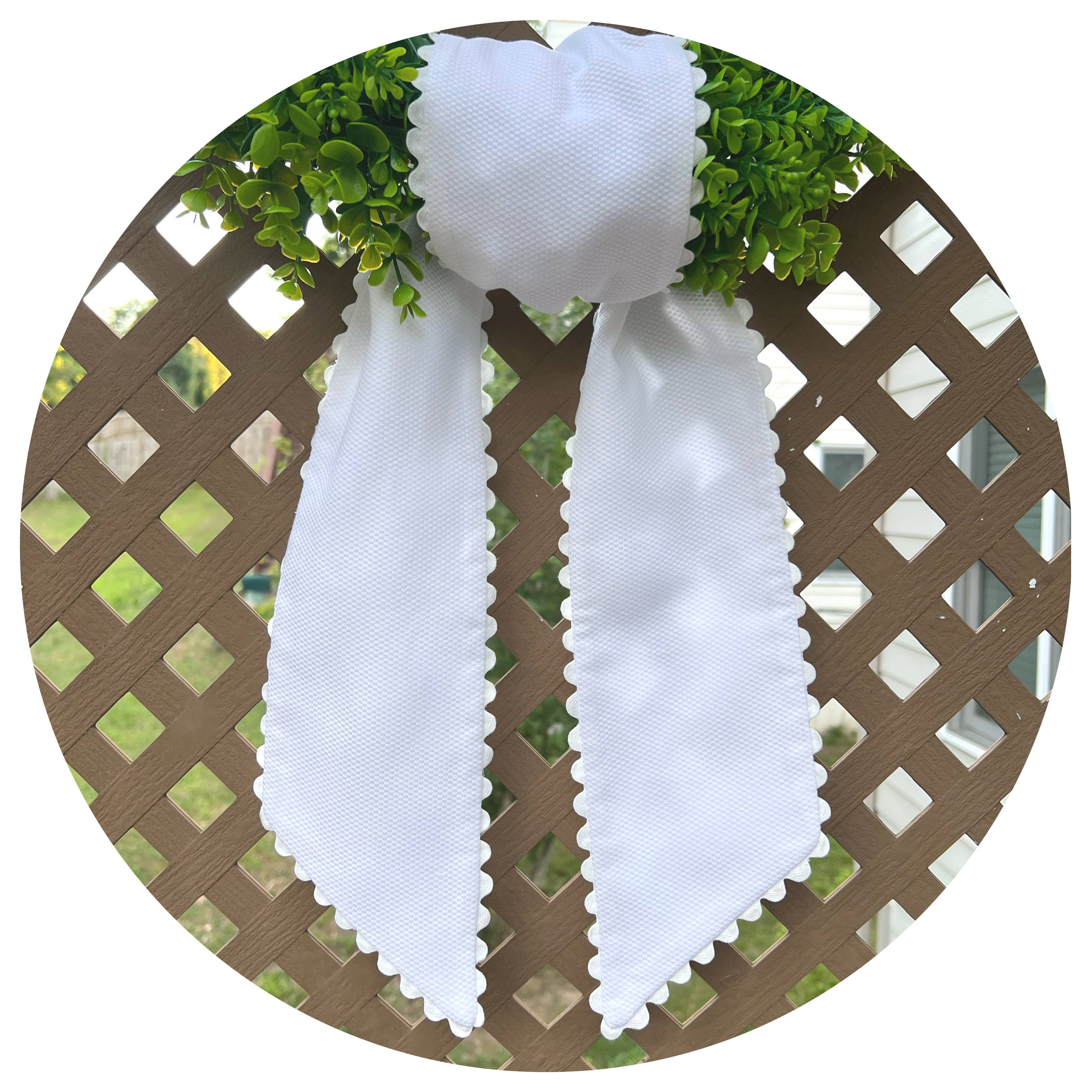Color Cotton Pique Sash with Trim: White / 44 inches