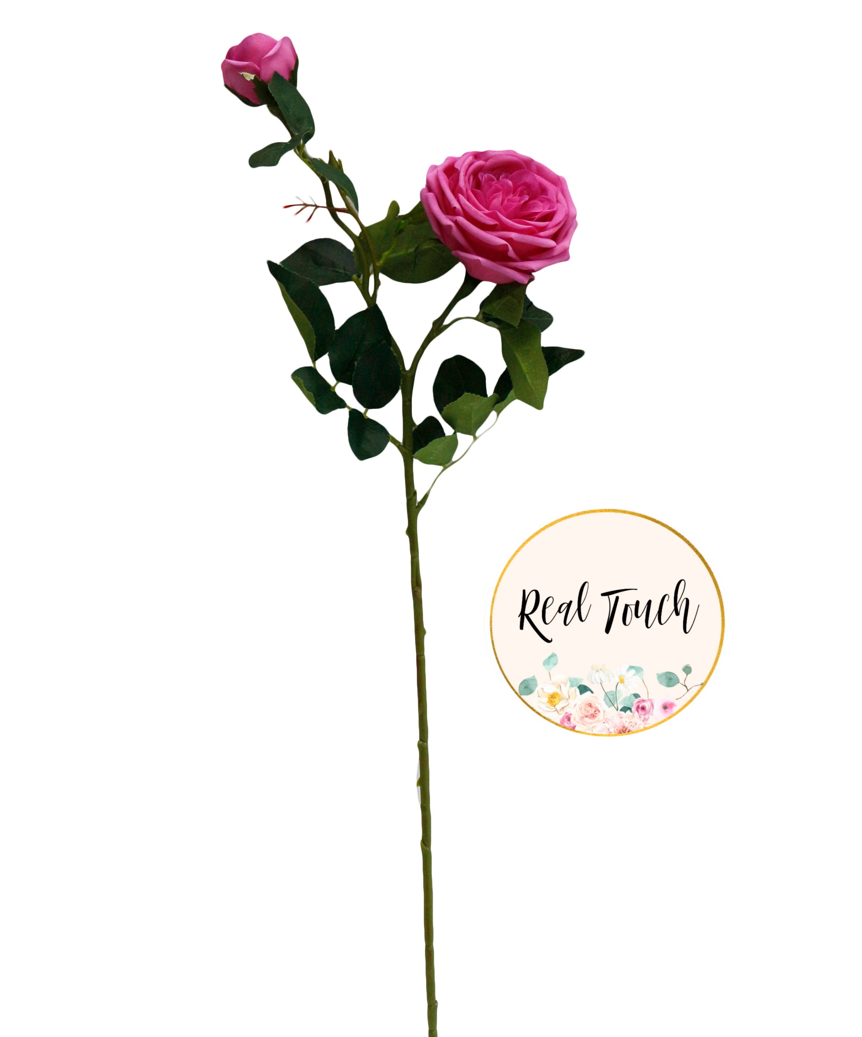26.5"-real touch moisturized coating Cabbage Faux Rose spray: Ivory