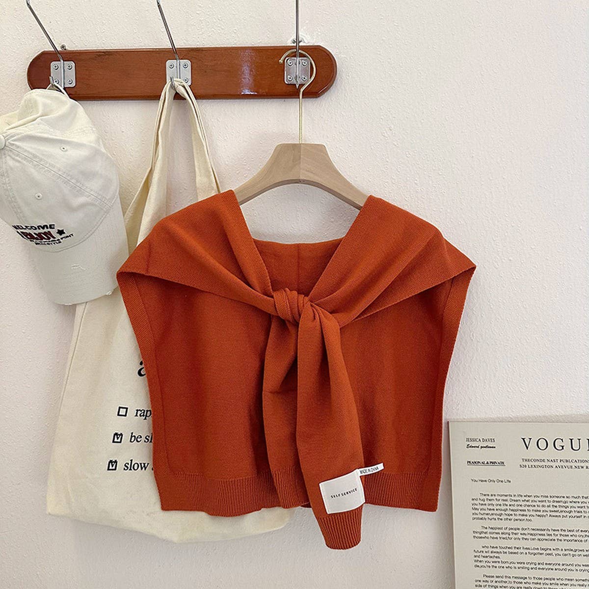 Solid Color Knitted Knotted Shawl–Casual & Cozy _CWASC0757: CAMEL / (OS) 2