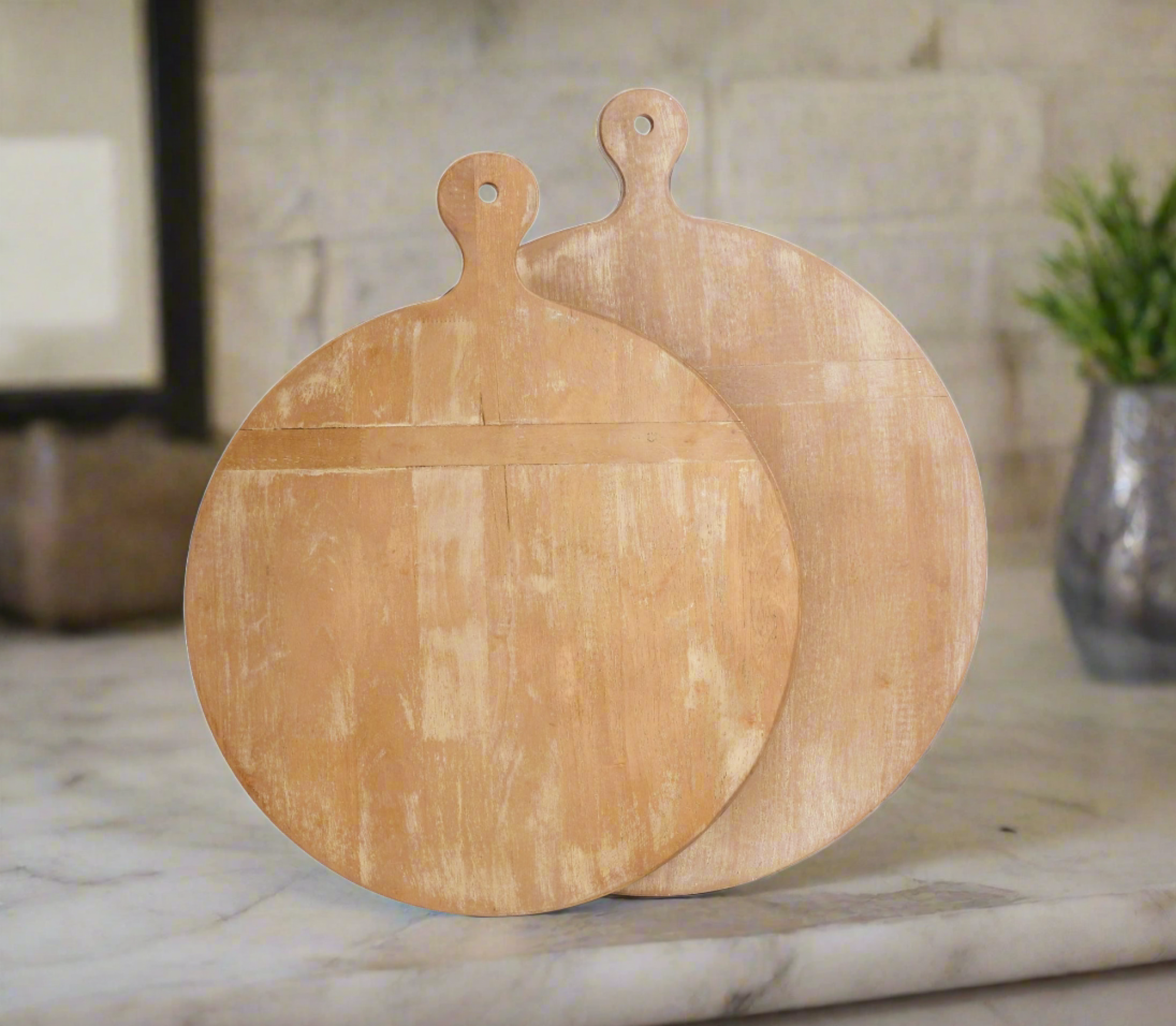 Antique Round Cutting Boards, Set Of 2