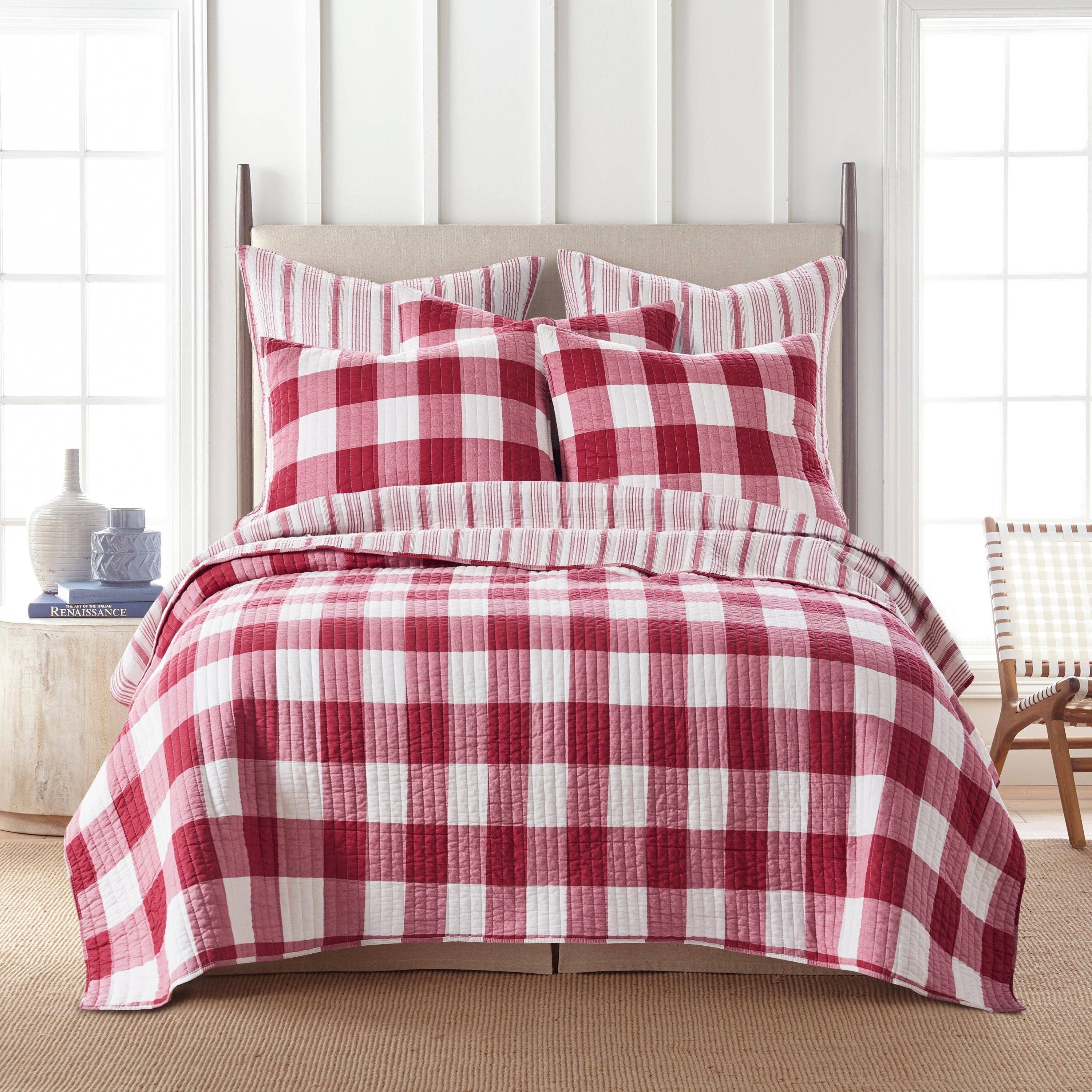 Camden Red Euro Sham Set of 2 -Stripe: Default Title