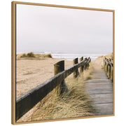 Sylvie Coastal Beach Grass Boardwalk to the Ocean Framed Canvas by Patricia Hasz