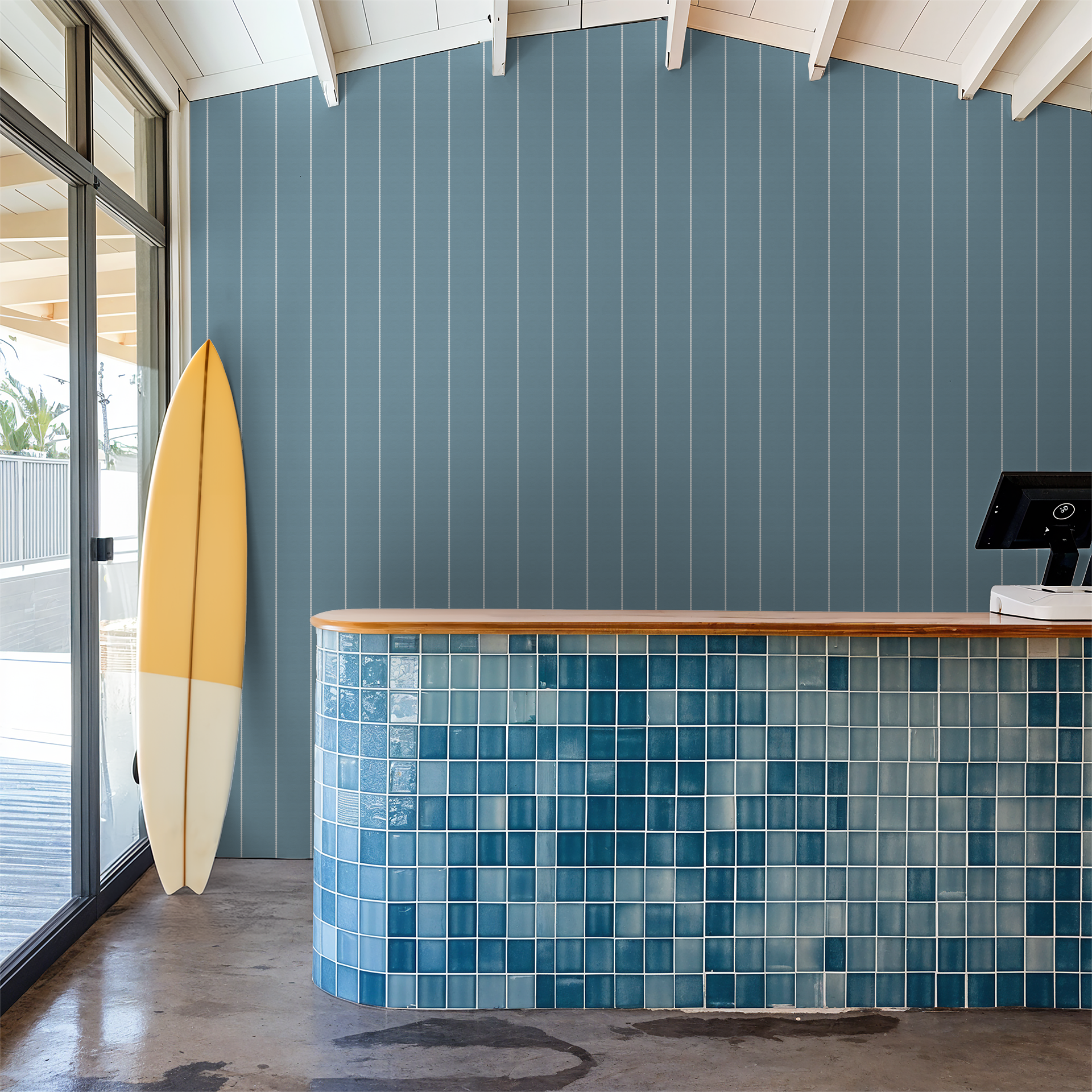 Pinstripe Dot (Blue) Wallpaper