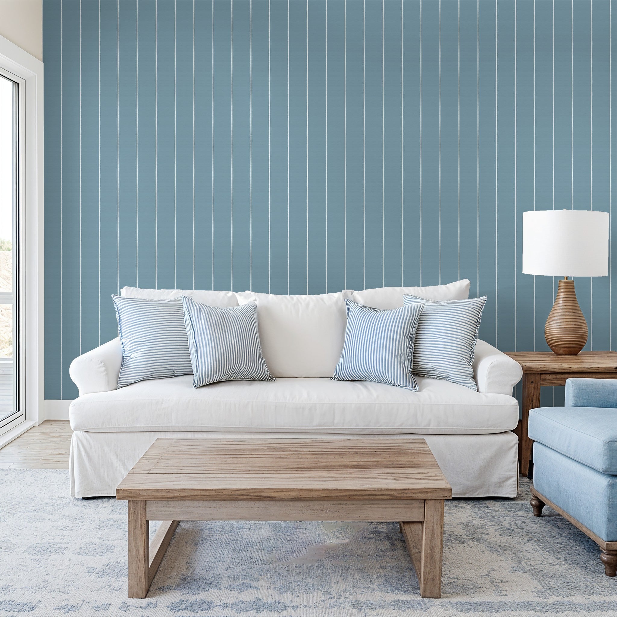 Pinstripe Dot (Blue) Wallpaper