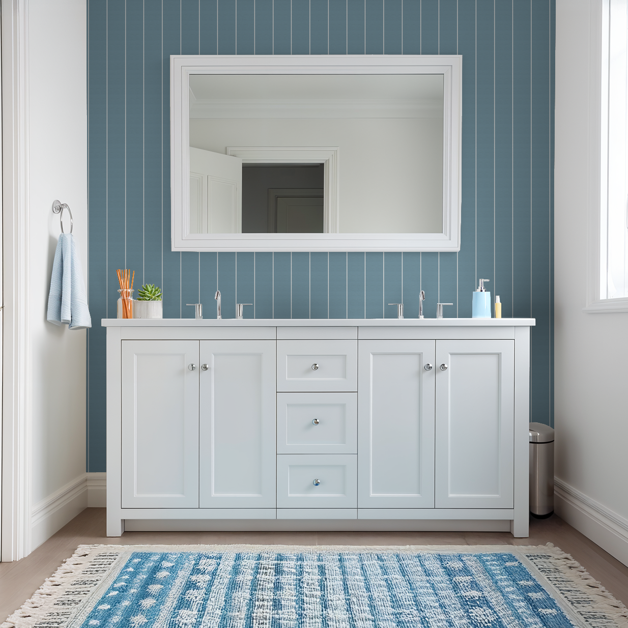 Pinstripe Dot (Blue) Wallpaper