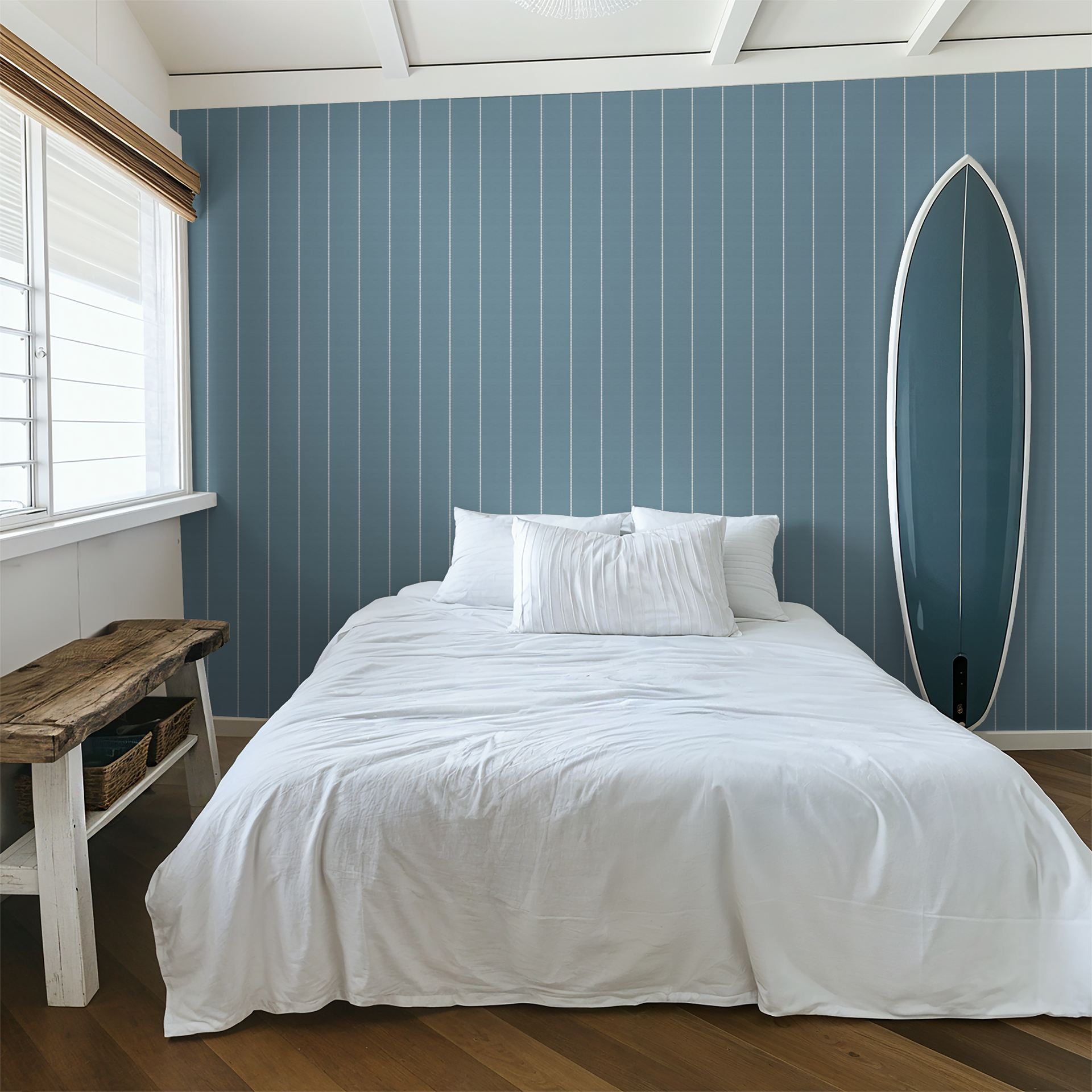 Pinstripe Dot (Blue) Wallpaper