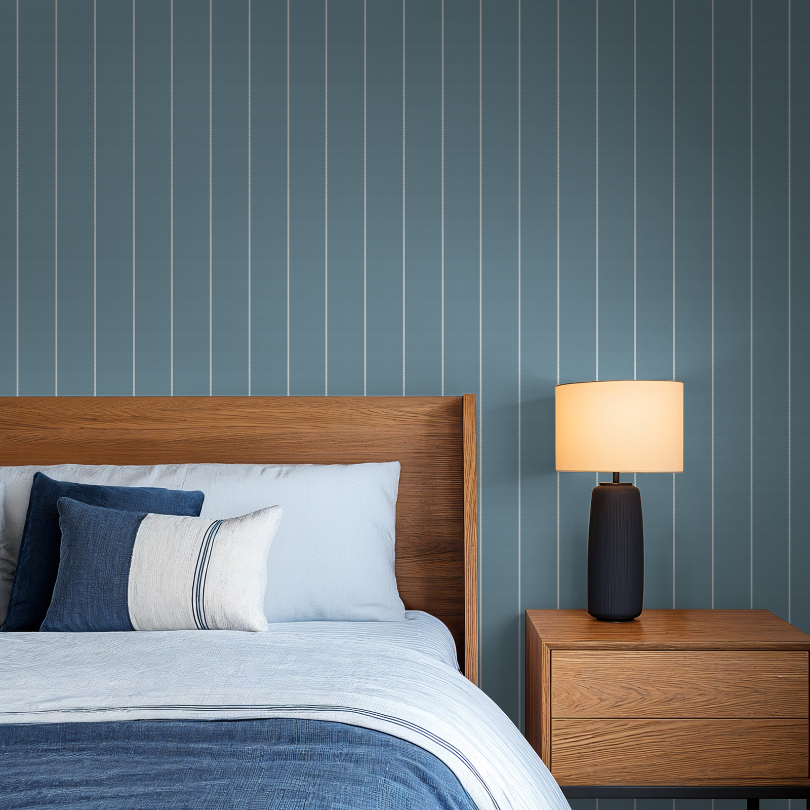 Pinstripe Dot (Blue) Wallpaper