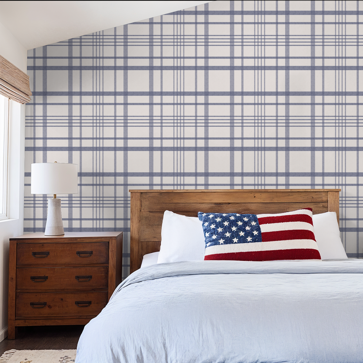 Ashford Plaid (Blue) Wallpaper