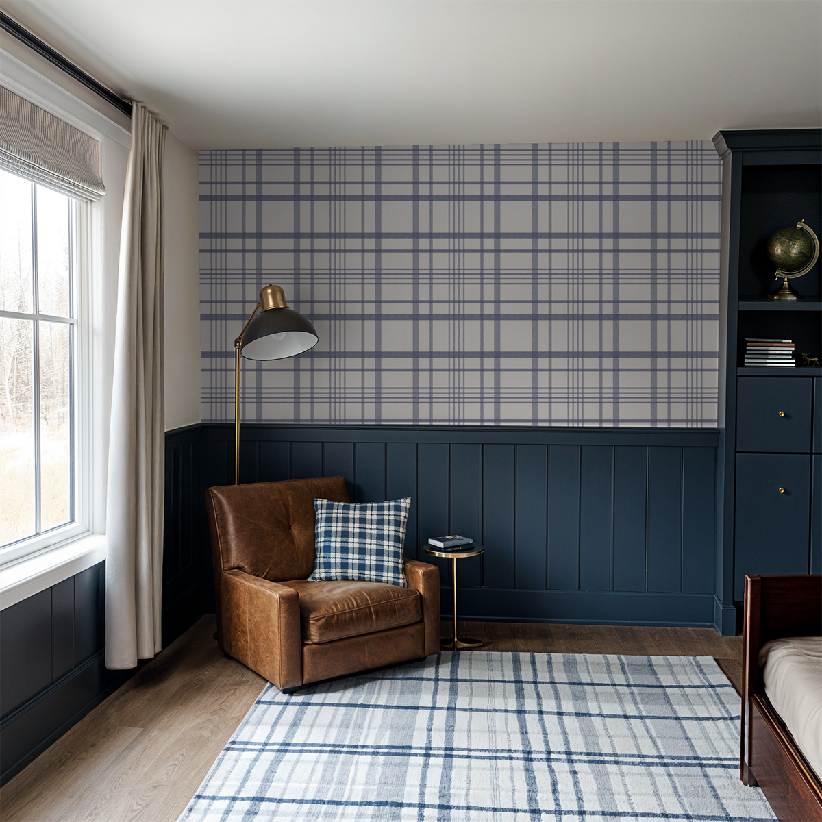 Ashford Plaid (Blue) Wallpaper