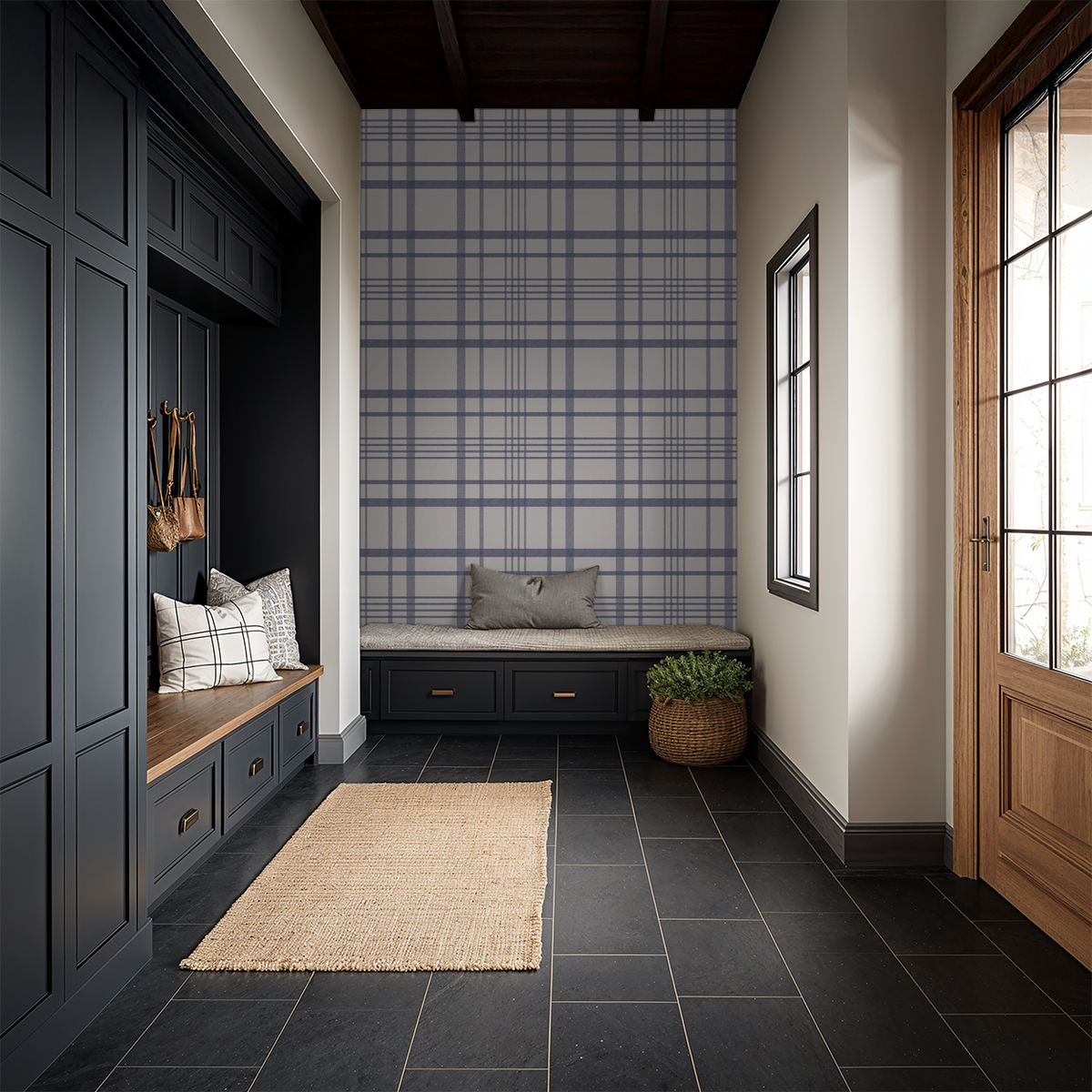 Ashford Plaid (Blue) Wallpaper