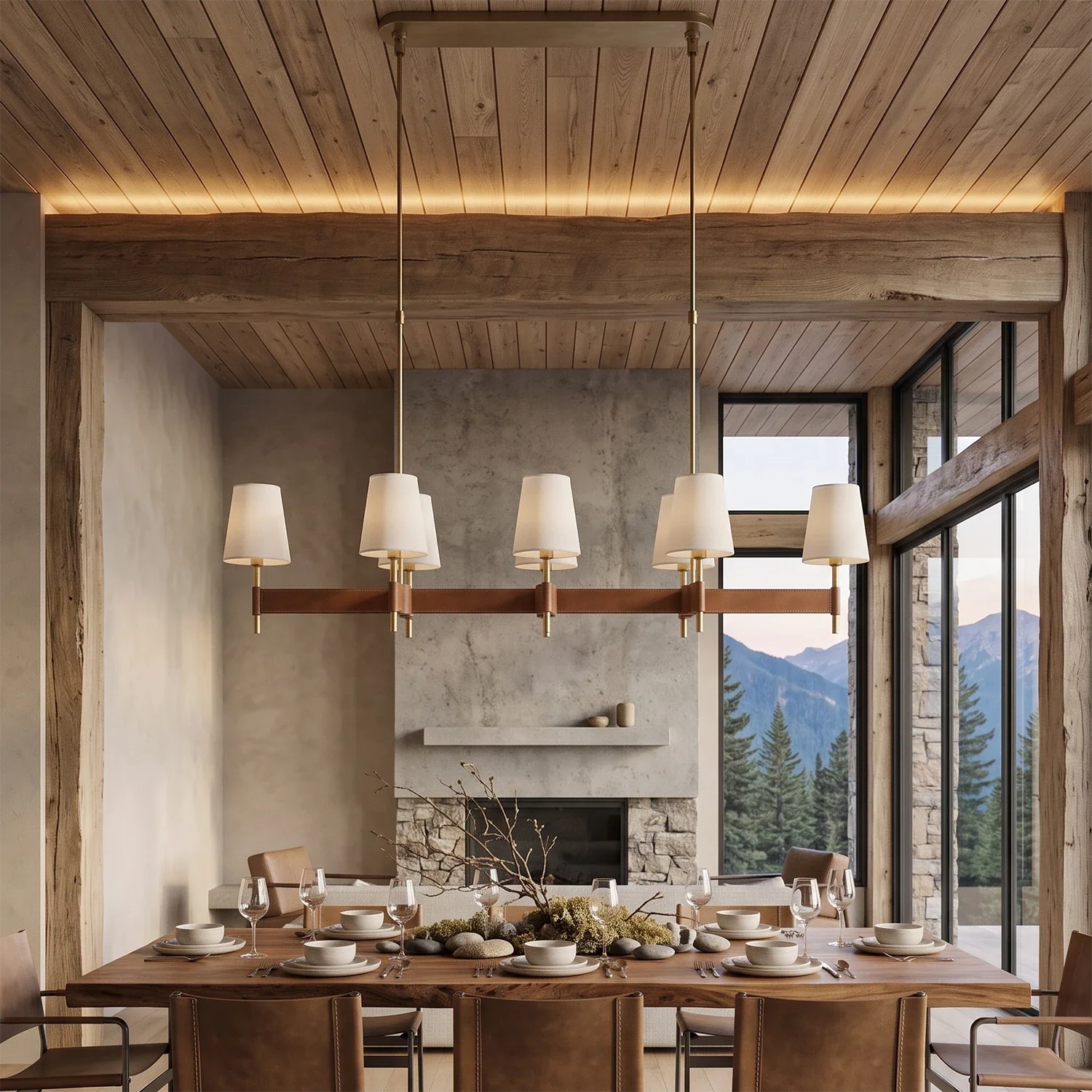 Bramley Leather & Copper Chandelier