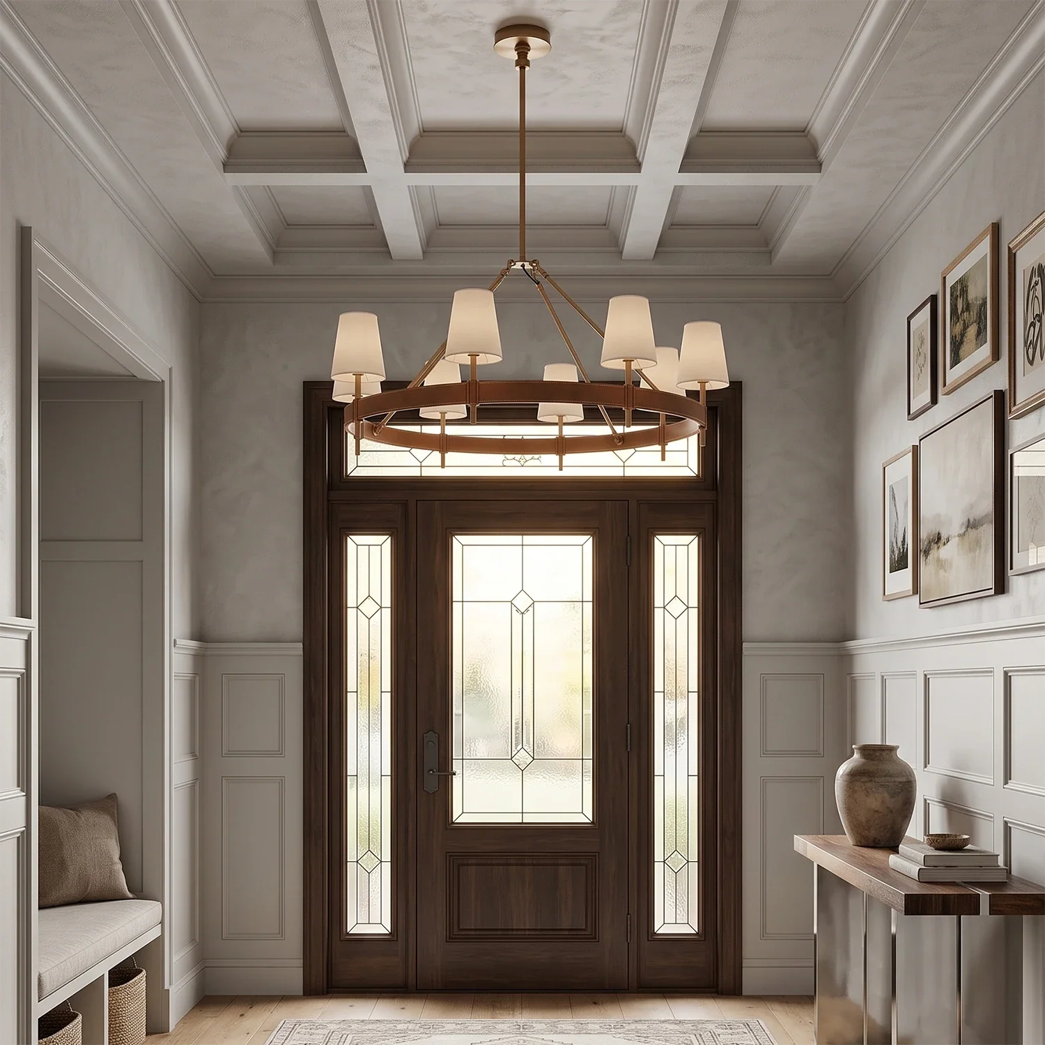 Bramley Leather & Copper Chandelier