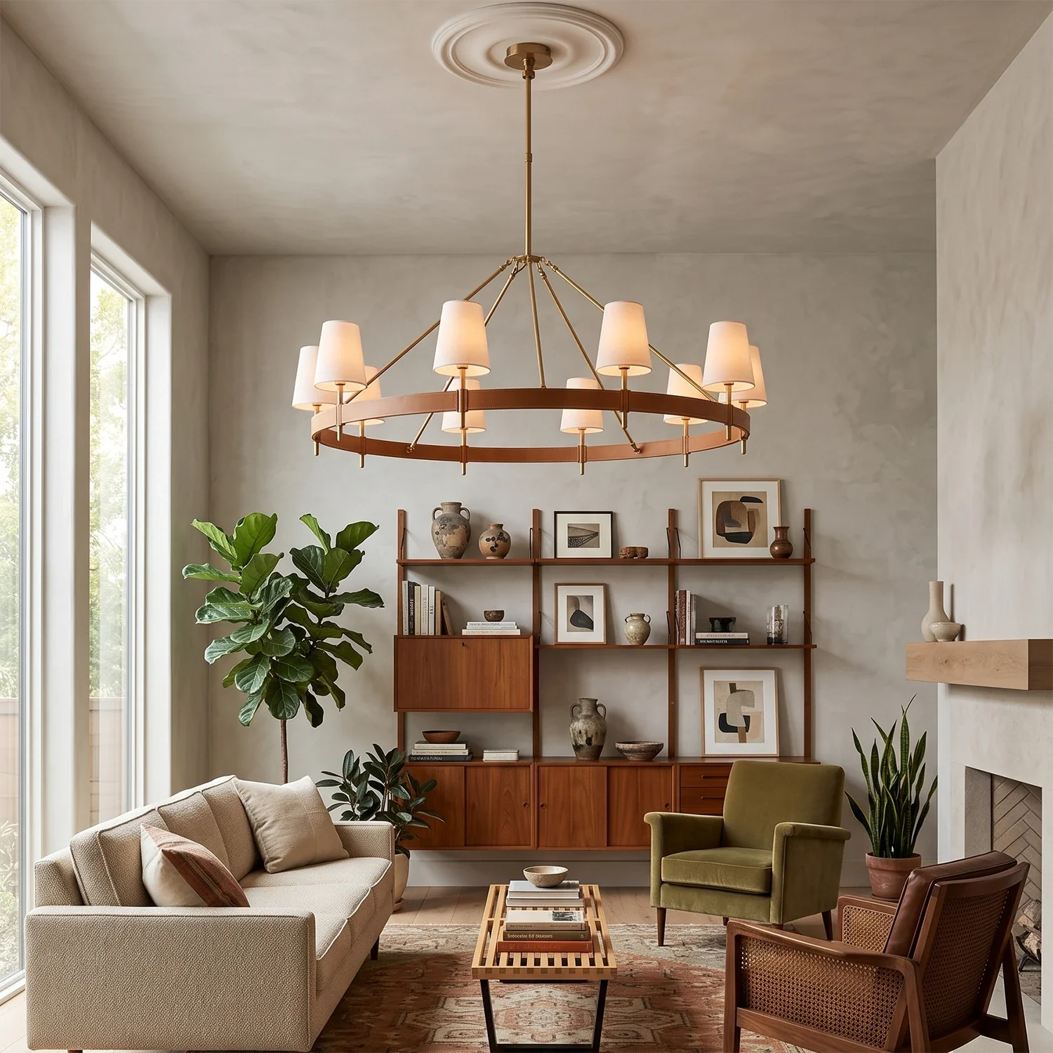Bramley Leather & Copper Chandelier