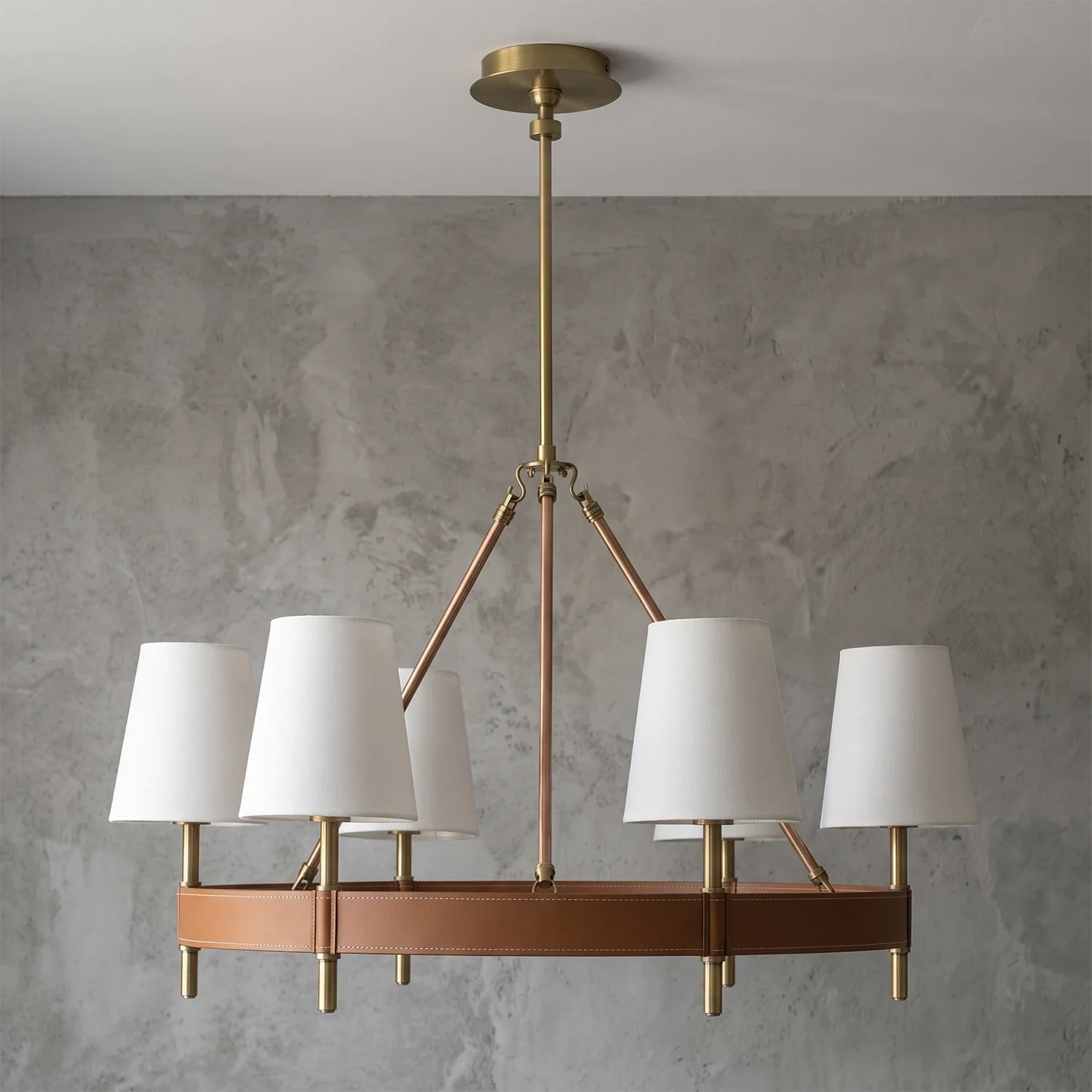 Bramley Leather & Copper Chandelier