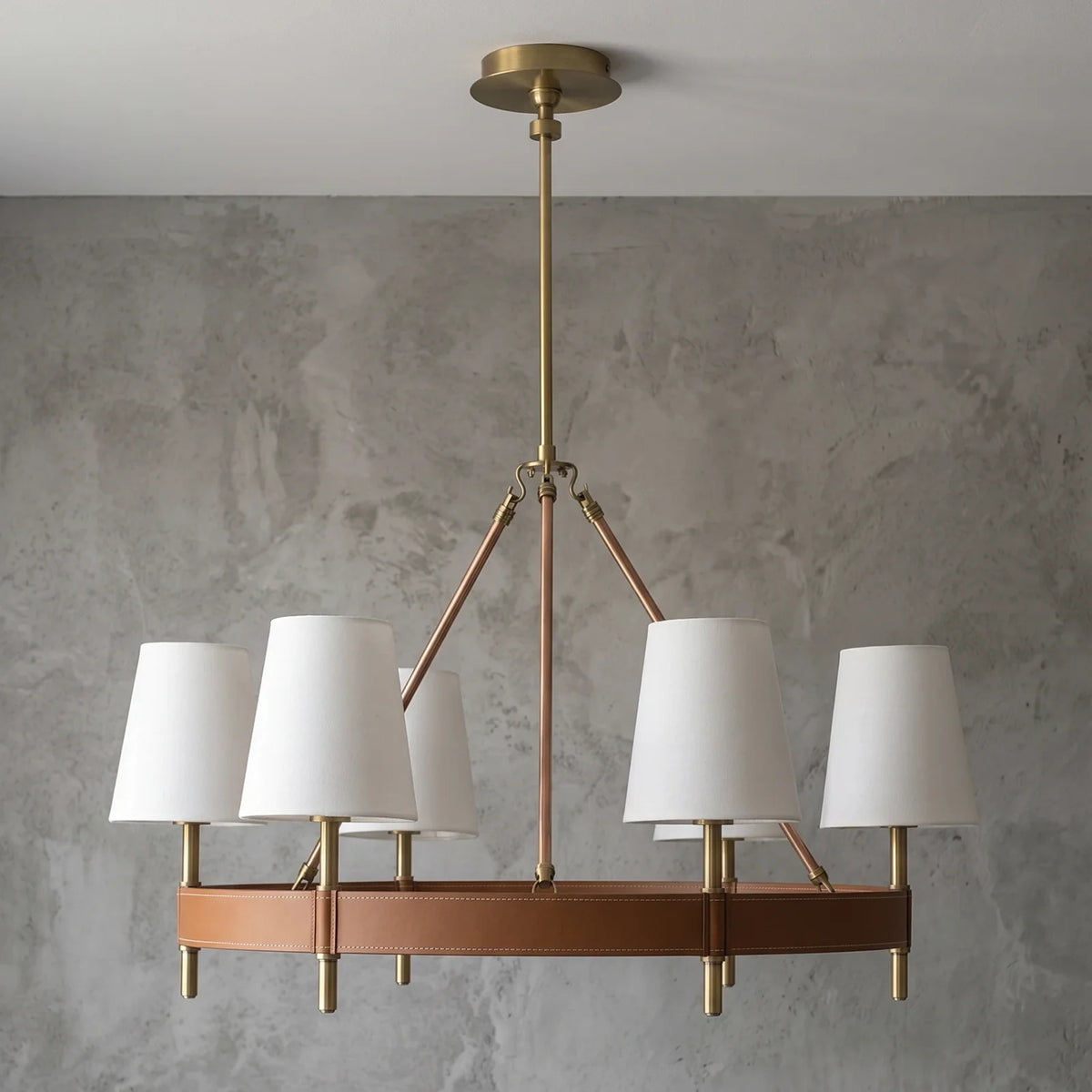 Bramley Leather & Copper Chandelier