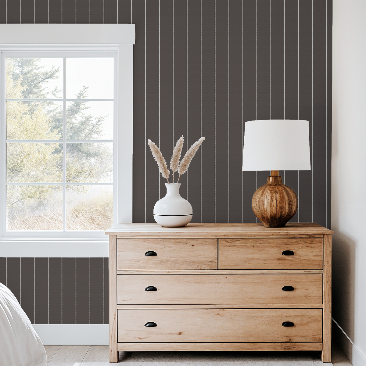 Pinstripe Dot (Brown) Wallpaper