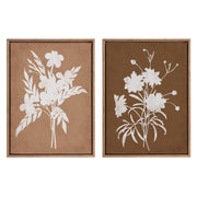 Sylvie Beaded Spring Floral Silhouette 2 Clay White and Spring Floral Silhouette 11 Bark White Framed Canvas Art Set by Heather Dutton