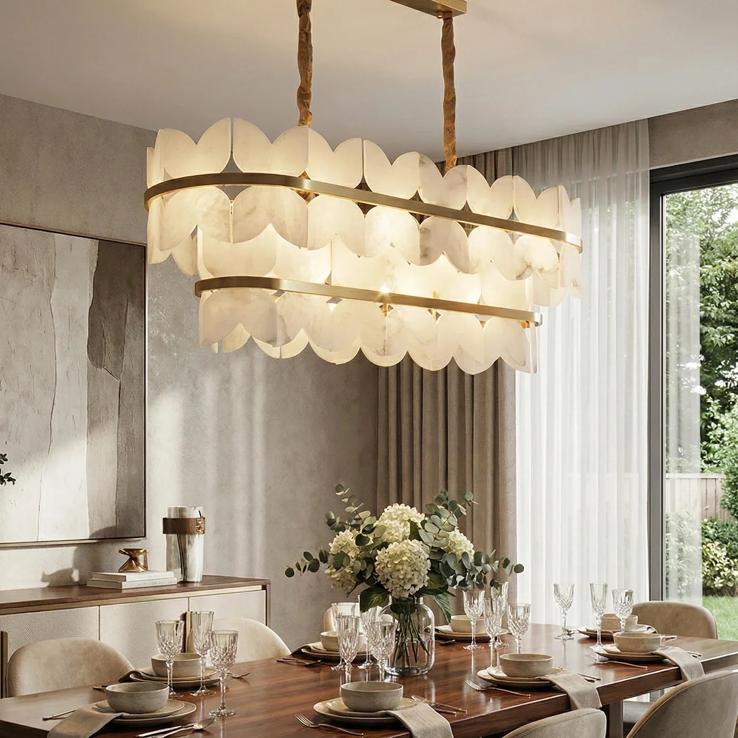 Butterfly Alabaster Round Chandelier