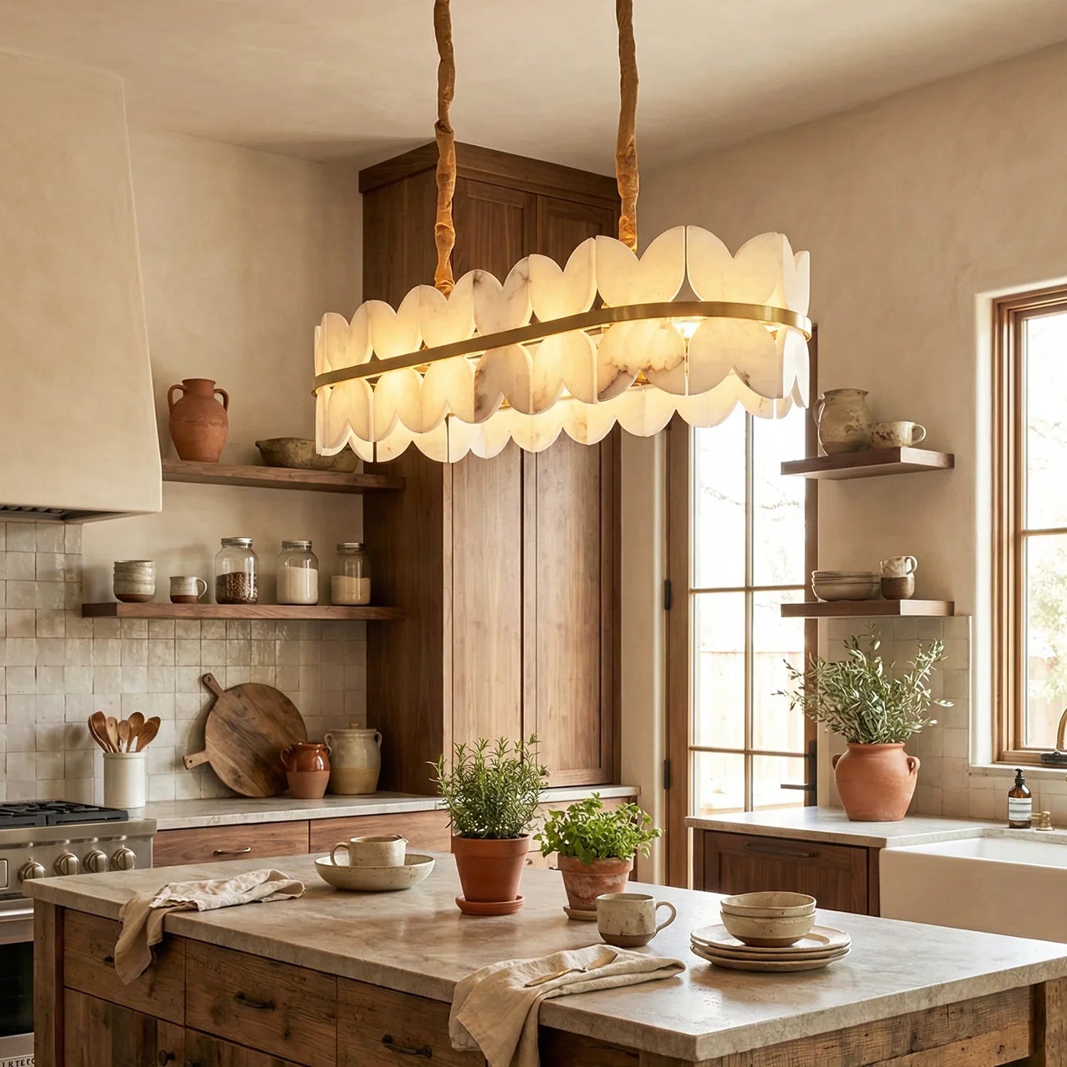 Butterfly Alabaster Round Chandelier