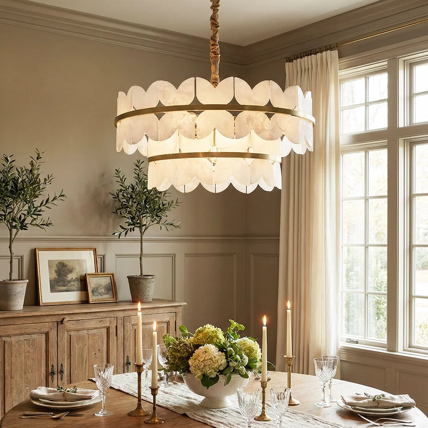 Butterfly Alabaster Round Chandelier