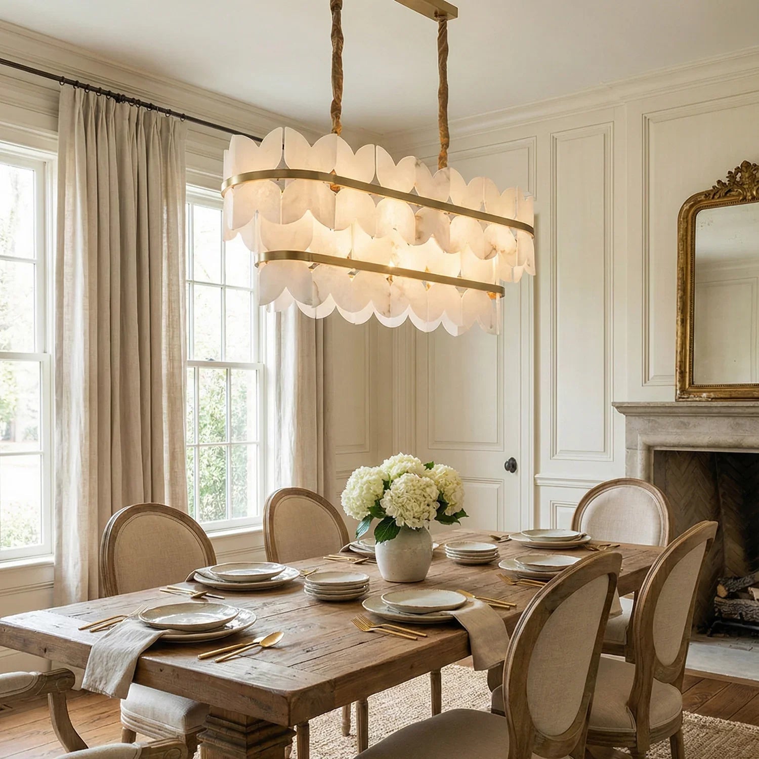 Butterfly Alabaster Round Chandelier