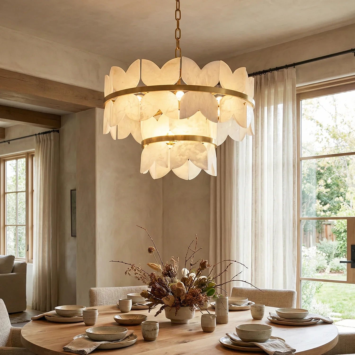 Butterfly Alabaster Round Chandelier