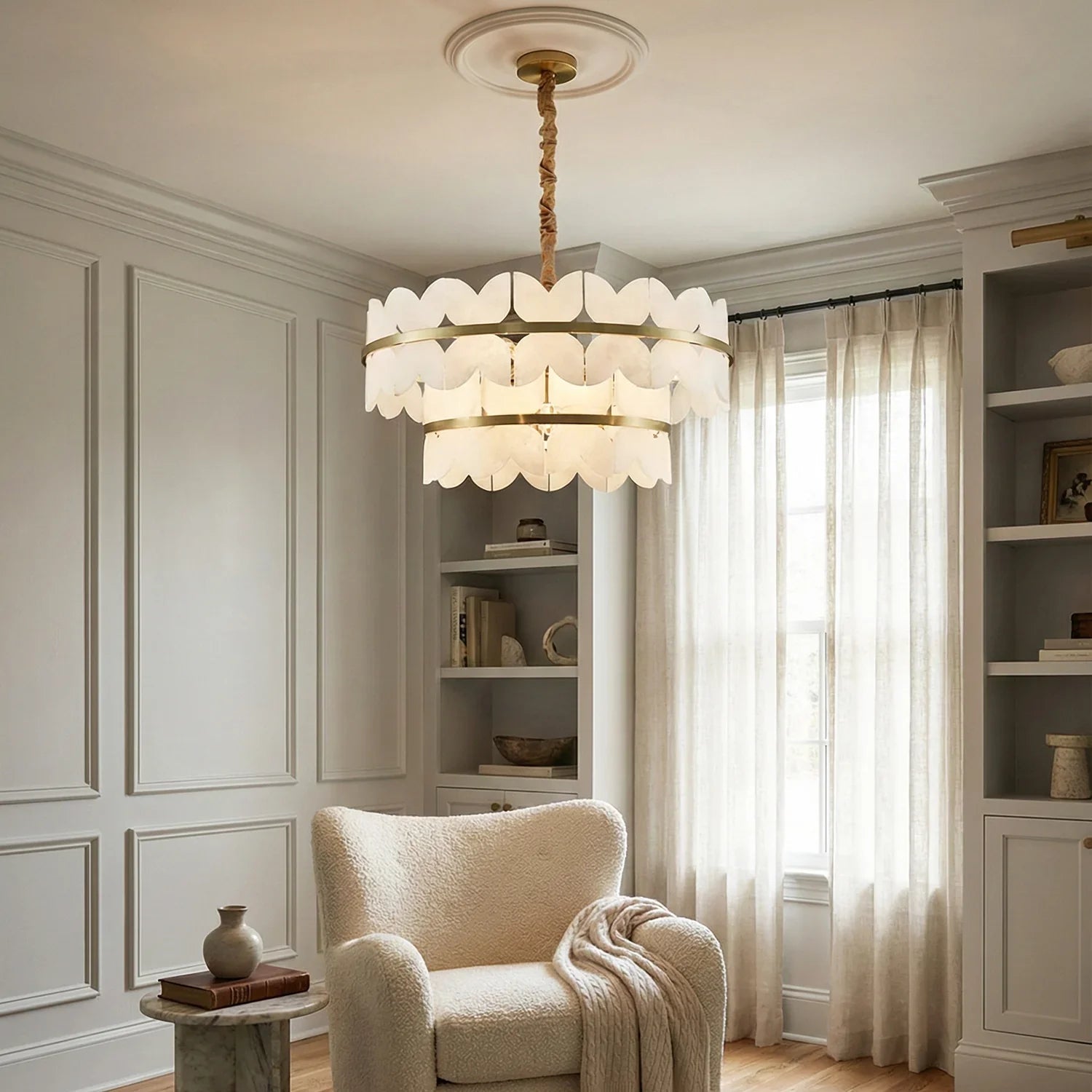 Butterfly Alabaster Round Chandelier