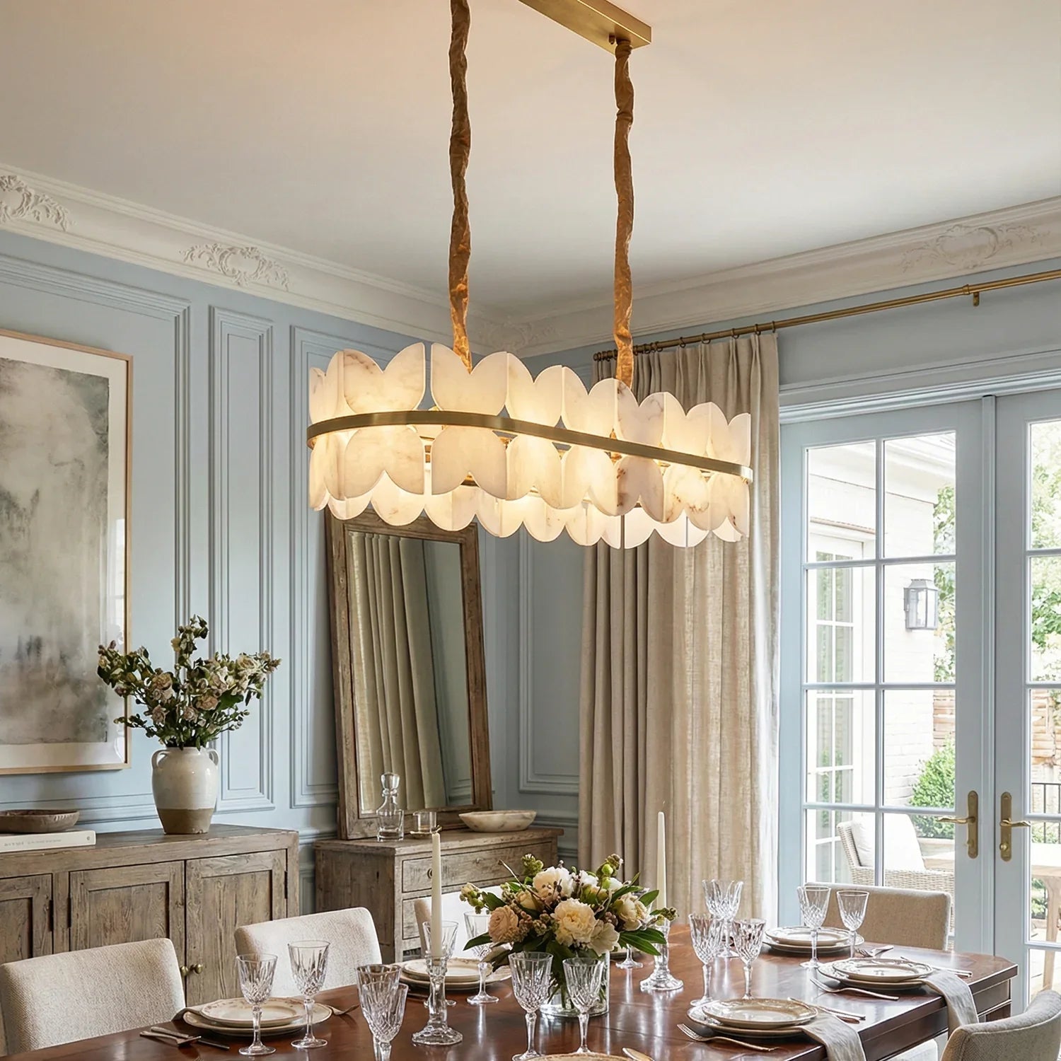 Butterfly Alabaster Round Chandelier