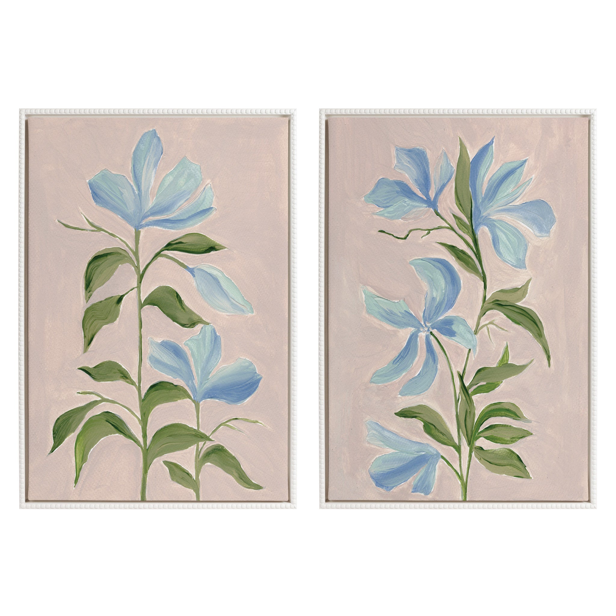Sylvie Beaded Elegant Spring II and Elegant Spring III Framed Canvas Art Set by Nikita Jariwala
