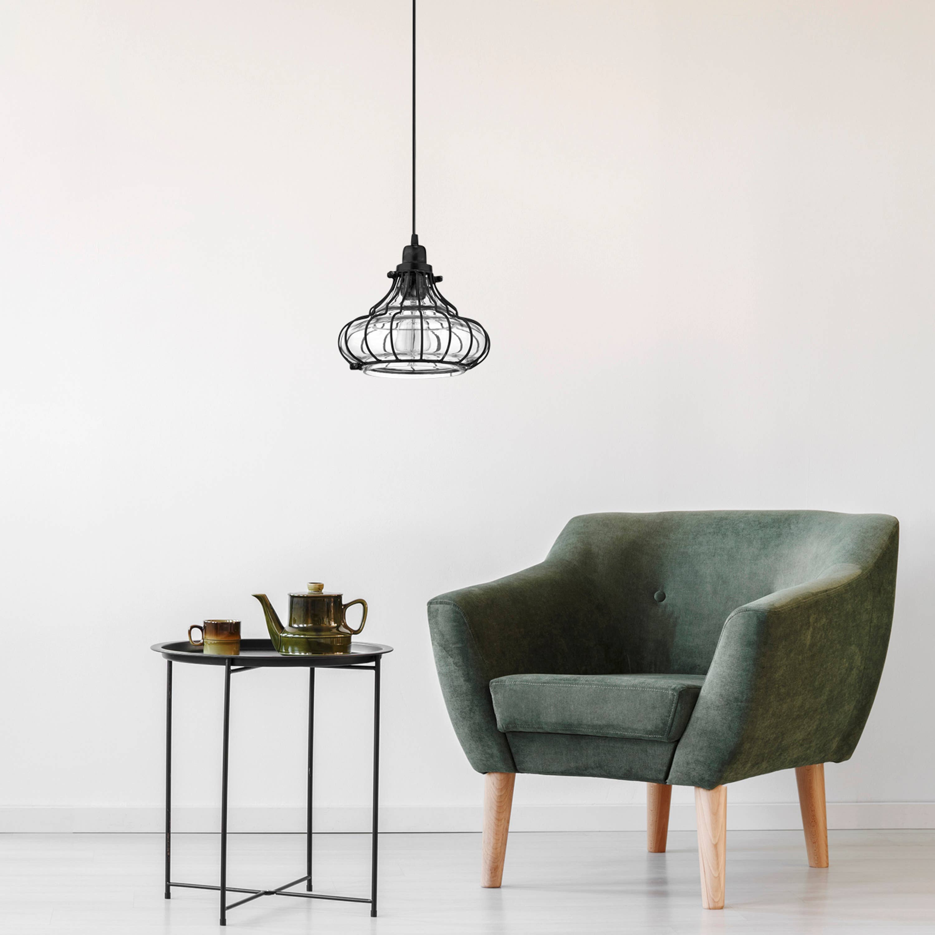 10"H Aisling Black Metal and Glass Conical Pendant Light