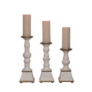 Wood Vintage Style Candle Pillars S/3