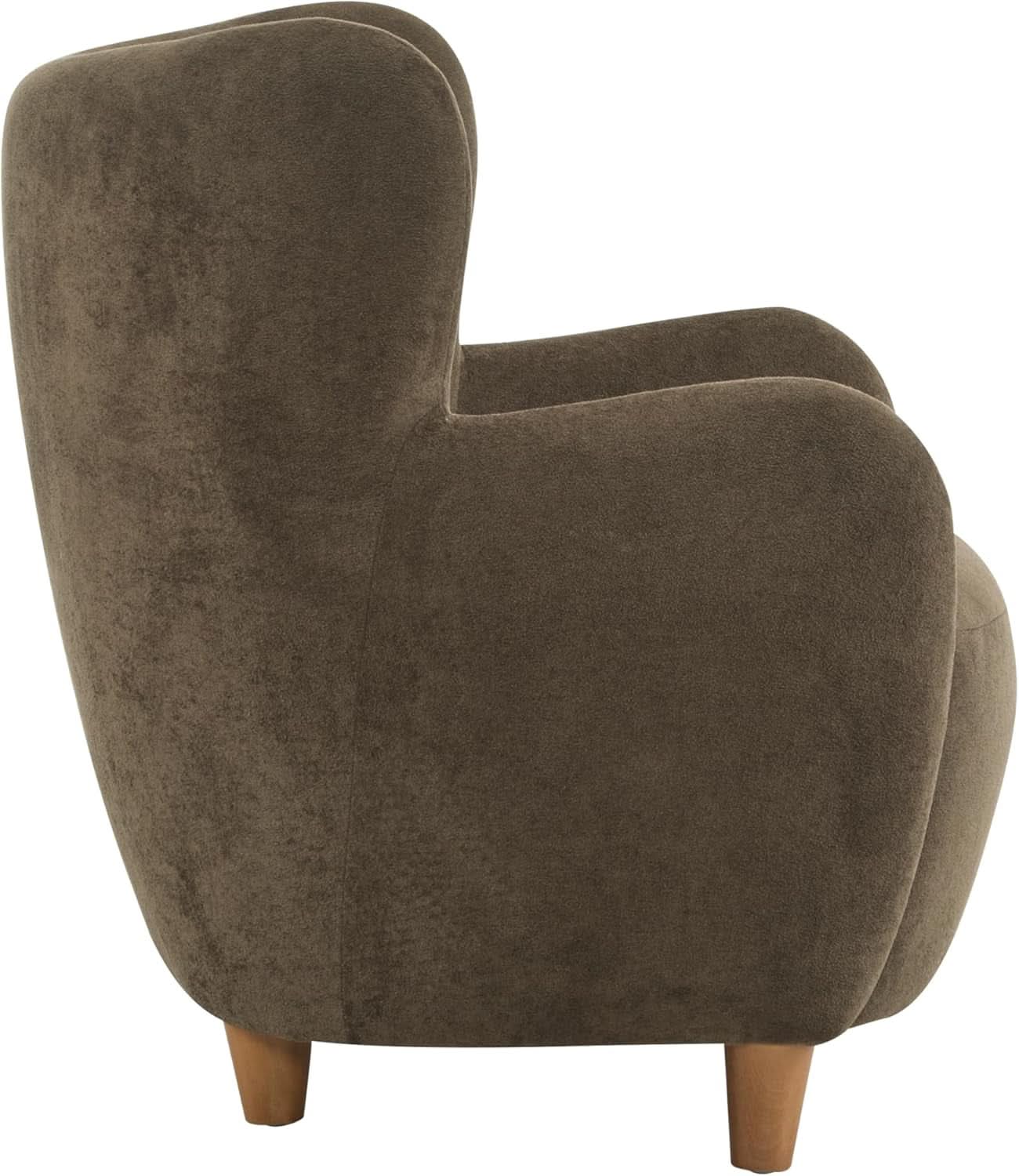 Brown Velvet Wingback Chair With Contoured Backrest
