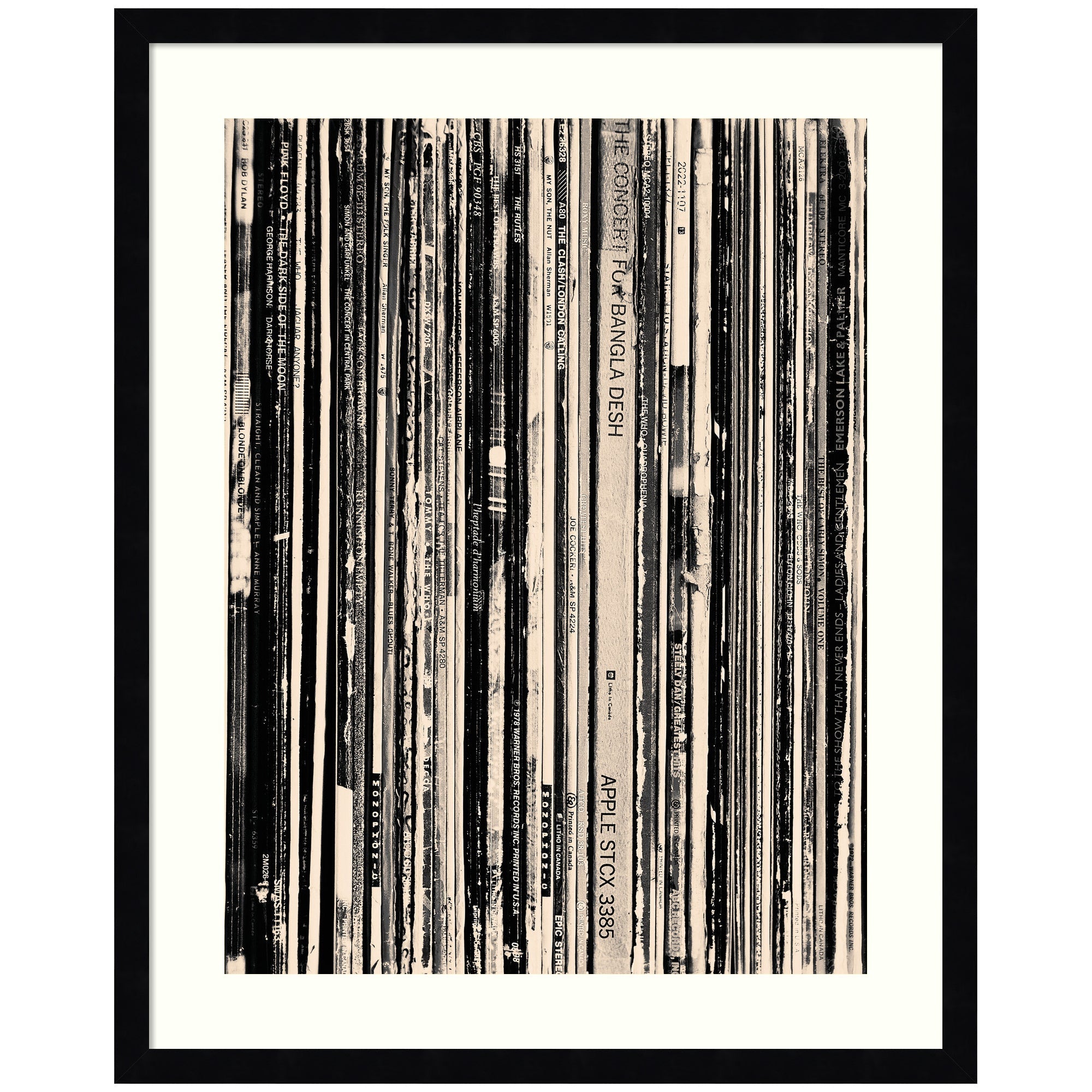 33 RPM Black and White by Robert Cadloff Framed Wall Art Print