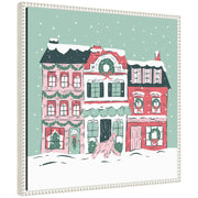 Sylvie Beaded Snowy Christmas Village Framed Canvas by Krissy Mast