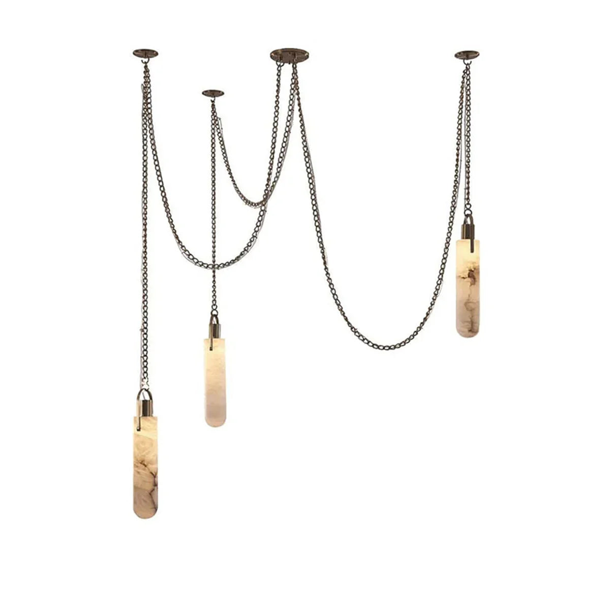 Cylindrical Alabaster Draped Chain Chandelier