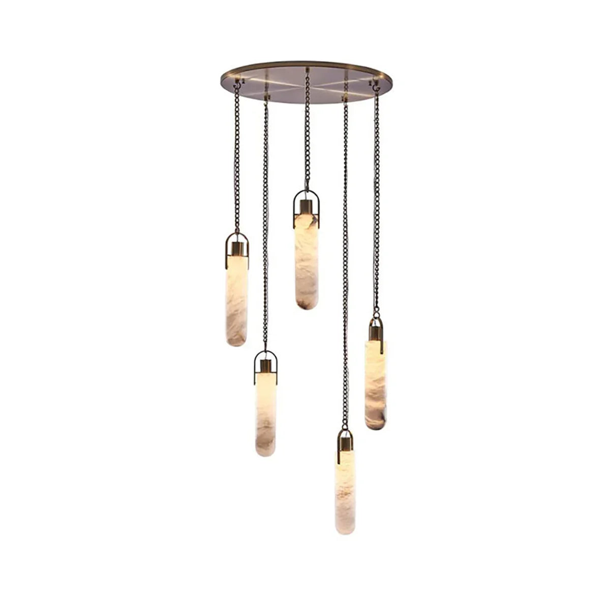 Cylindrical Alabaster Draped Chain Chandelier